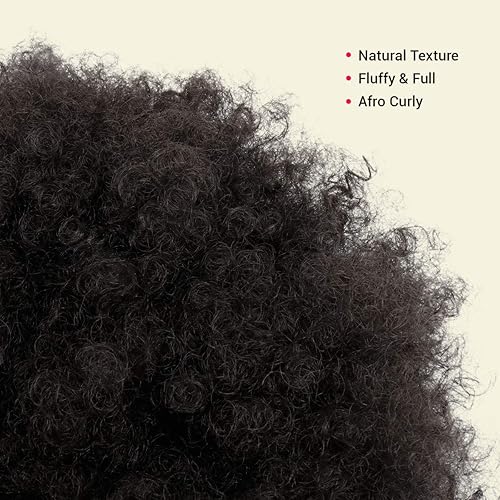 Miniatura 3 de GLAM21USA Peluca de cola de caballo afro con cordón y clip en moño para mujeres negras, extensión de cabello sintético (grande, 2 marrón oscuro)