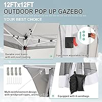 Vista 8 de COBIZI Toldo desplegable de 12x12 para patio en oferta con mosquitero, carpas para patio en oferta, tienda de campaña al aire libre con bolsa