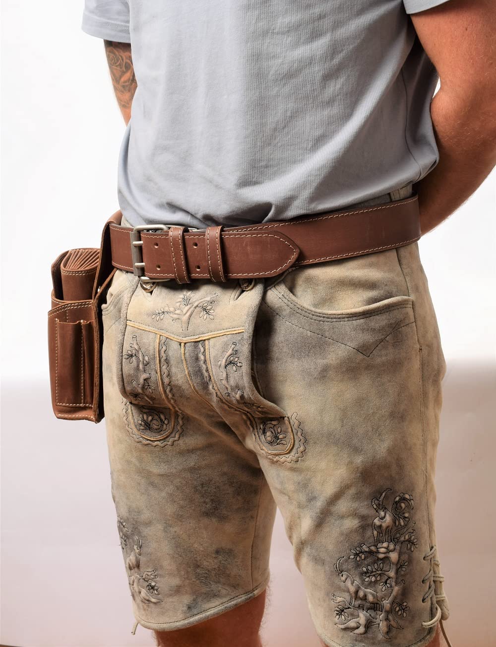 Menzo Kellnergürtel aus echten Leder, Gürtel für Kellnertaschen, extra breiter Kellnerbörsengürtel, Gürtel für Damen und Herren