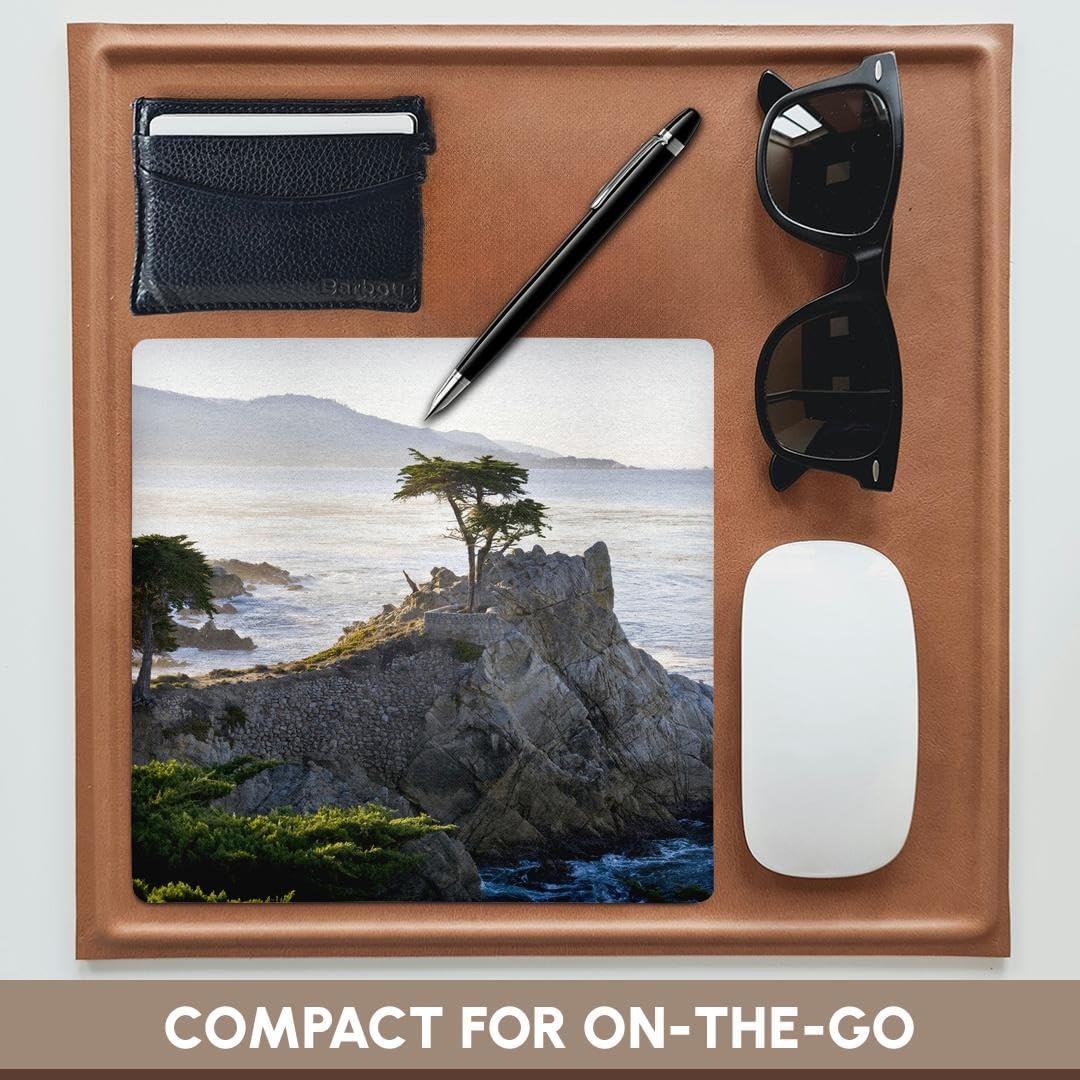 3dRose LLC 8 x 8 x 0.25 Inches Mouse Pad, California Carmel By The Sea Lone Cypress H. Bendjebar (mp_88586_1)