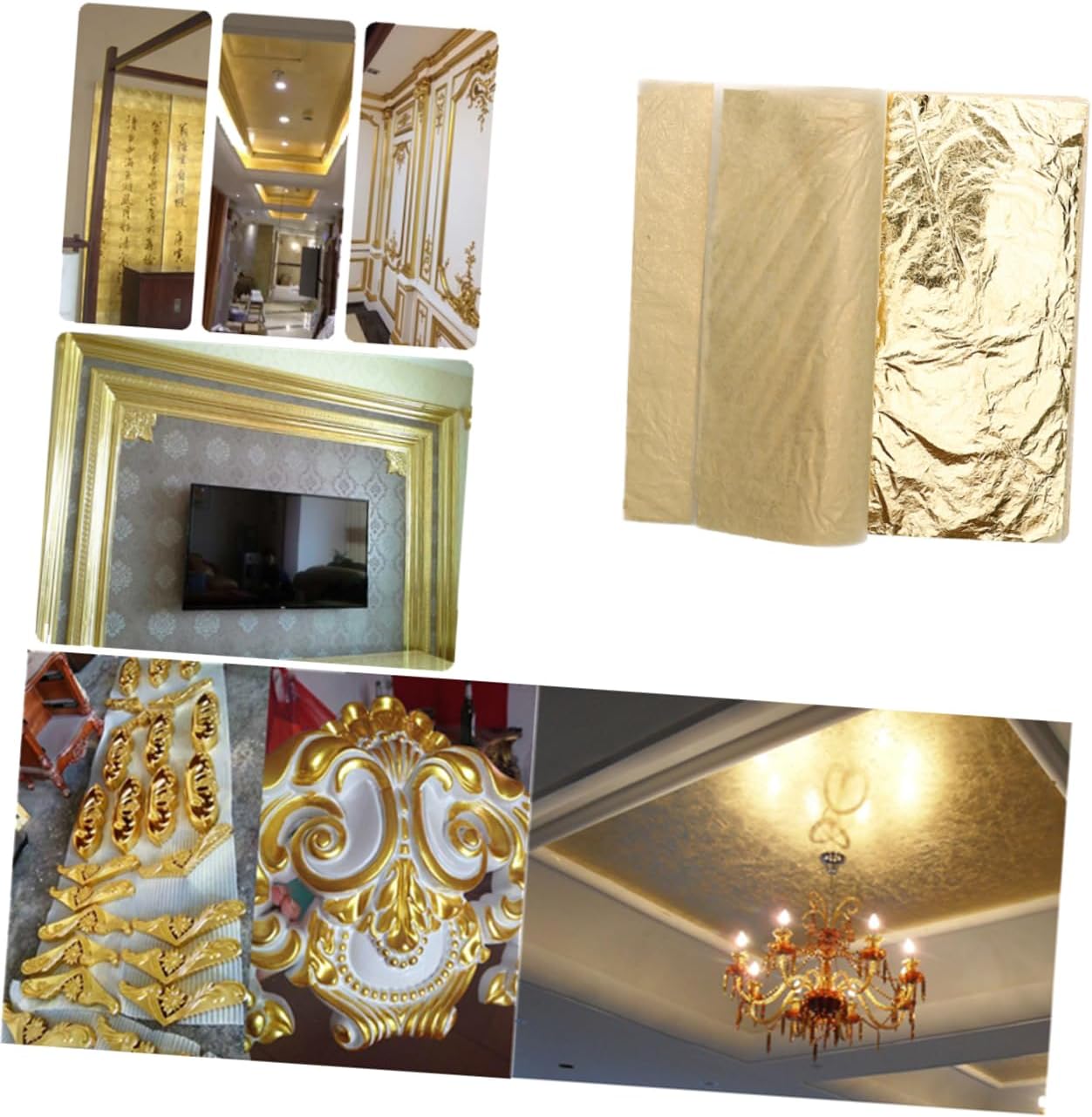 VILLFUL Imitation Leaf 5.5 Foil Paper 100 Sheets for Art Crafts Gilding Frames Decor