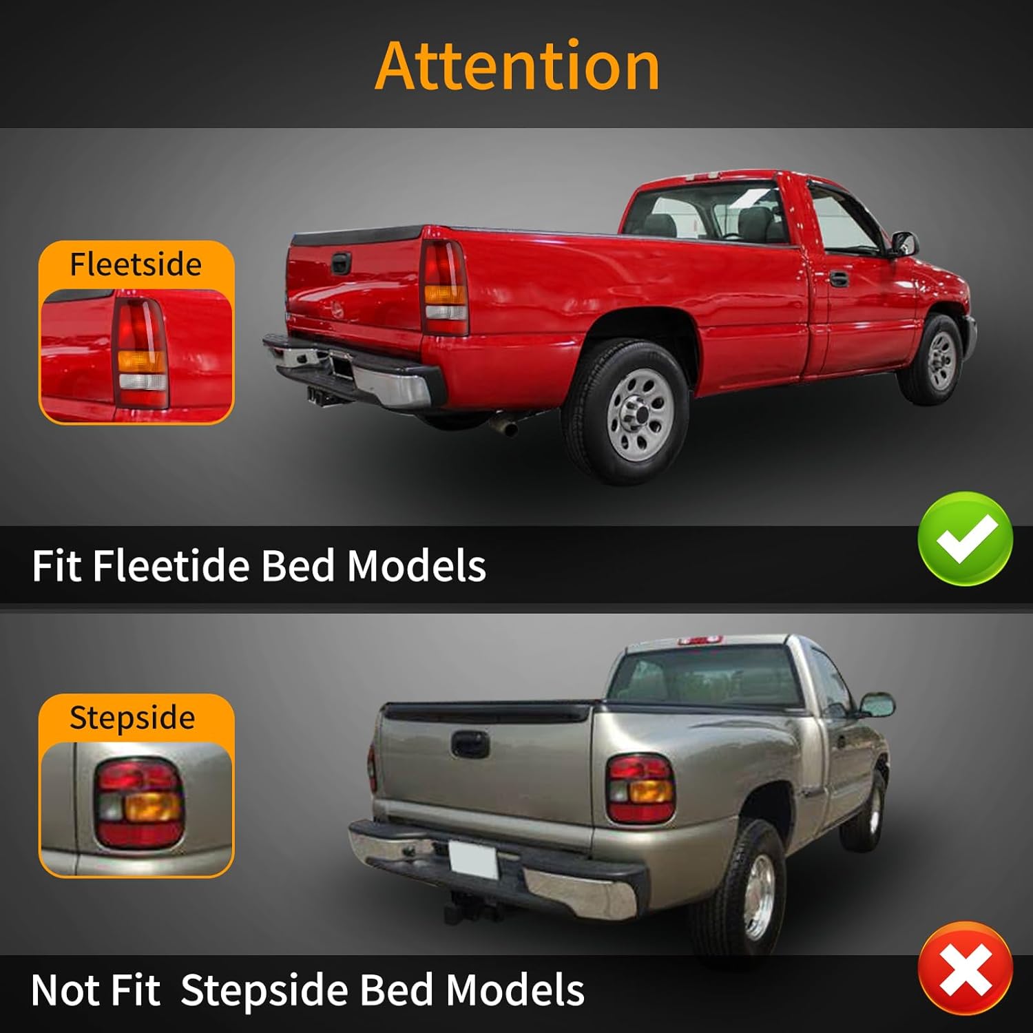 Tail Light Assembly Compatible with 1999-2002 Chevy Silverado 1500 2500/1999-2006 GMC Sierra 1500 2500 Taillights Rear Brake Lamps OE Replacement without Bulbs and Harness