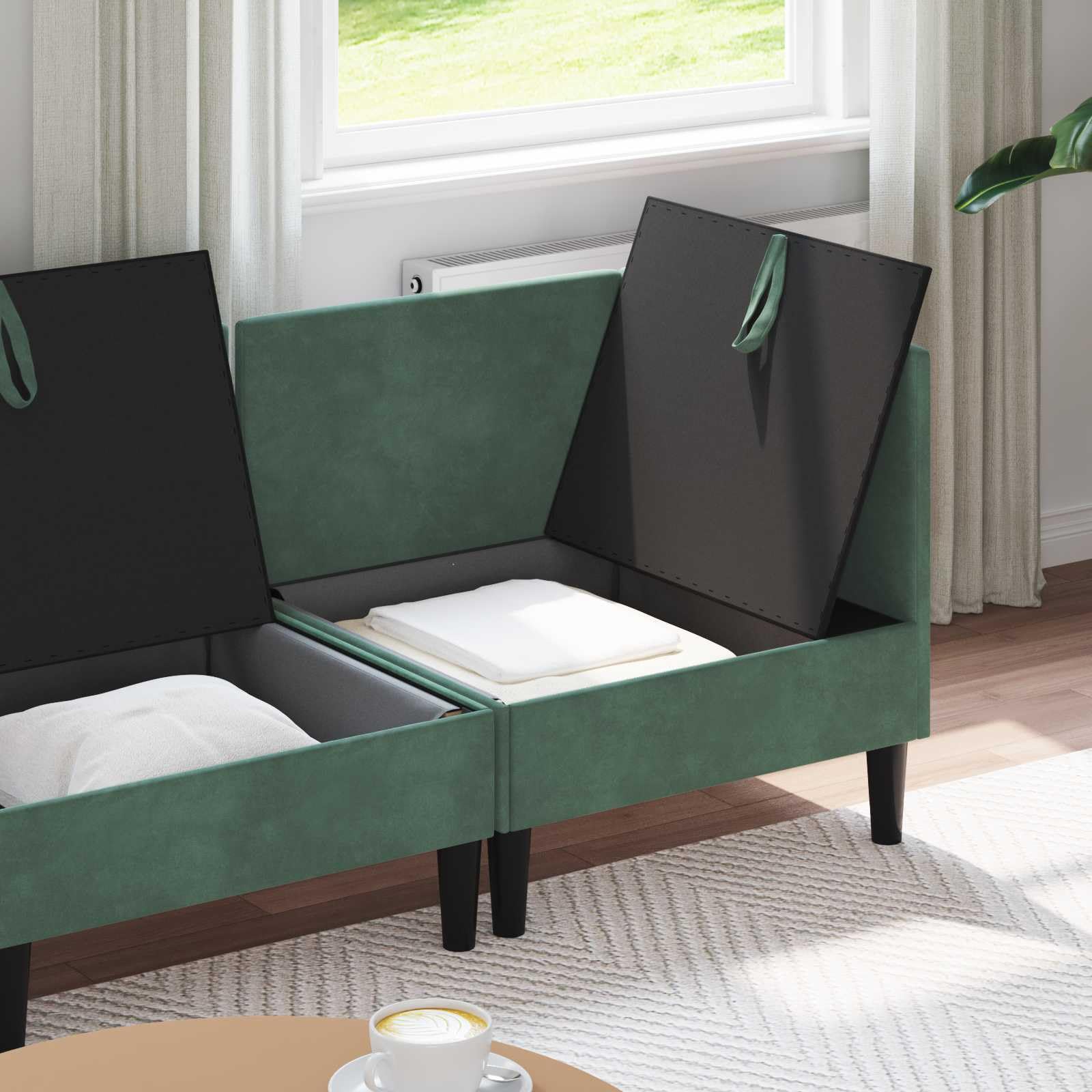 Hothingwell 4-częściowy zestaw do salonu zieleń morska aksamit | Wyściełane siedzenia, ergonomiczna konstrukcja, wygodna w pielęgnacji, maks. 110 kg na siedzenie