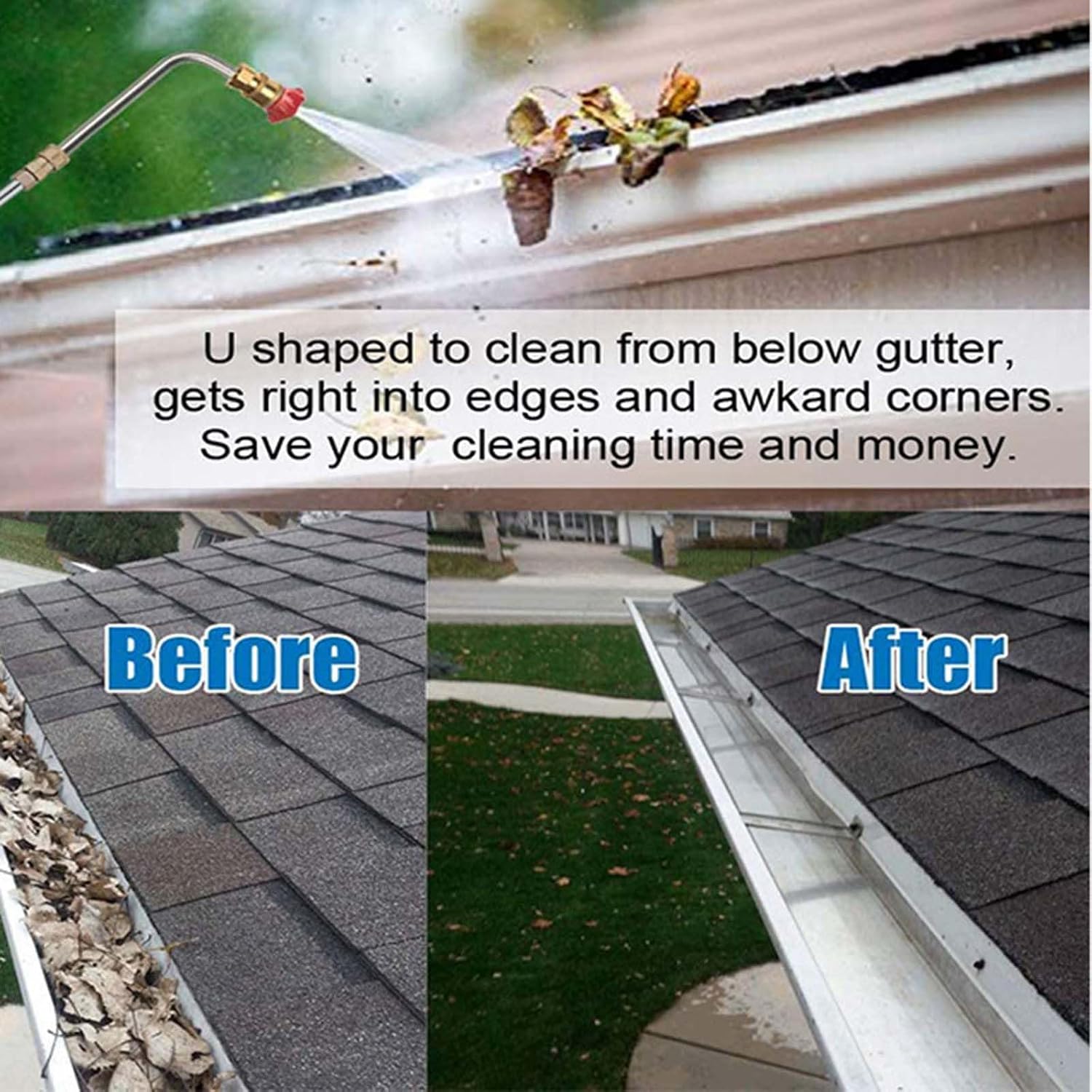 Retractable Pressure Washer Extension Wand Set, Power Washer Lance with 5 Atomization Nozzle Tips,1 Gutter Cleaner Attachment Curved Rod, 4000 PSI