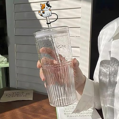 Miniatura 6 de Funda para popote de silicona reutilizable para punta de popote de 0.4 pulgadas, lindo gorro para popote para vaso de 30 y 40 onzas con asa,