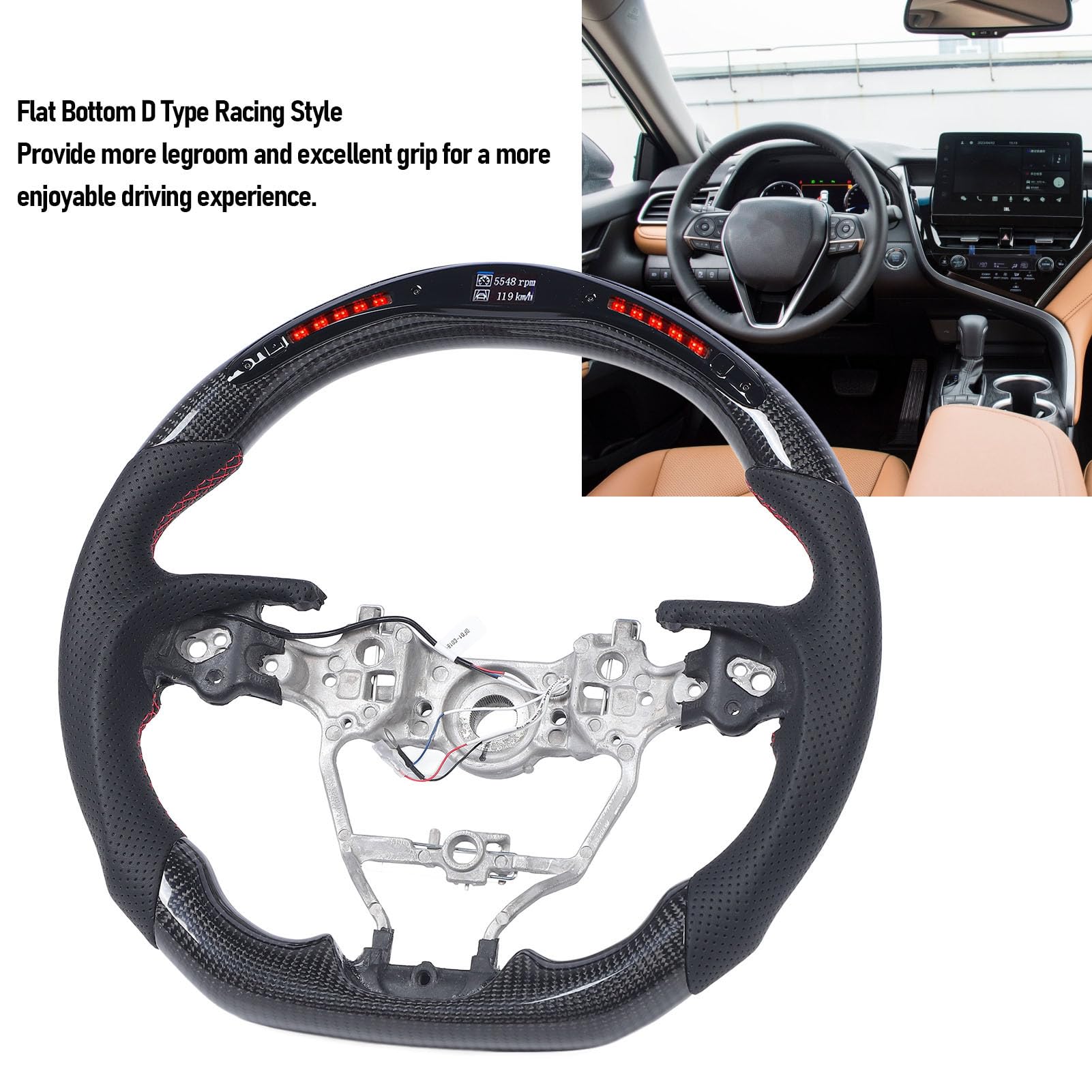 Race Style LED Shift Indicator Carbon Fiber Steering Wheel for XV70