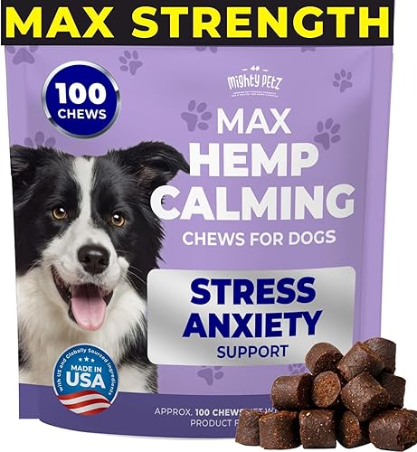 Mighty Petz MAX - Masticables calmantes de cáñamo para perros, alivio de la ansiedad del perro con melatonina + aceite de cáñamo. Golosinas