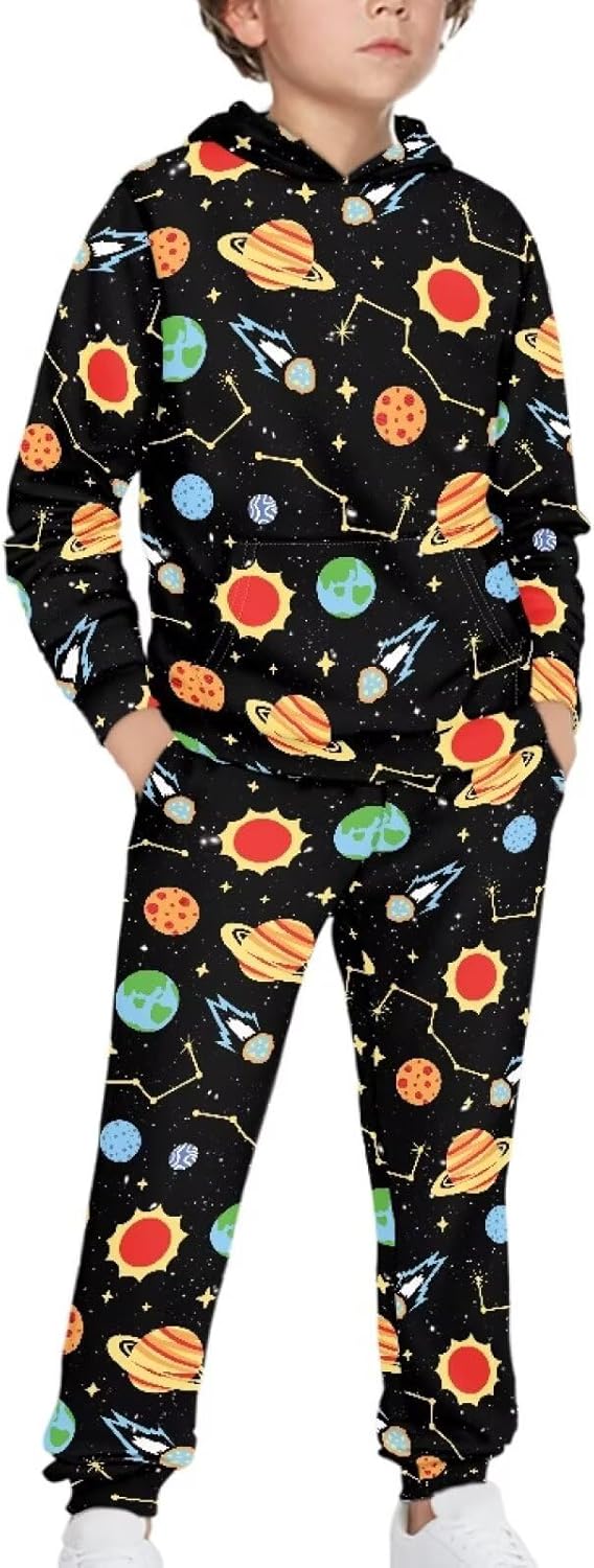 Renewold Boys Tracksuits Long Sleeve Kids Hoodie Sweatshirt and Jogger Sweatpants 2 Piece Sweatsuits Set Activewear