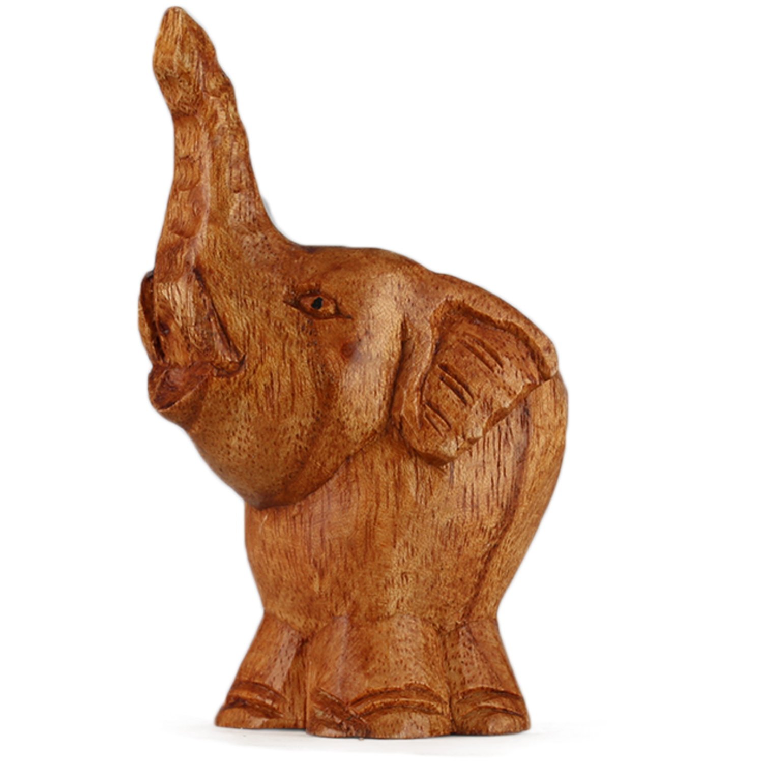 ART-CRAFT Holz-Elefant Schnitzerei aus Suar Holz 9cm