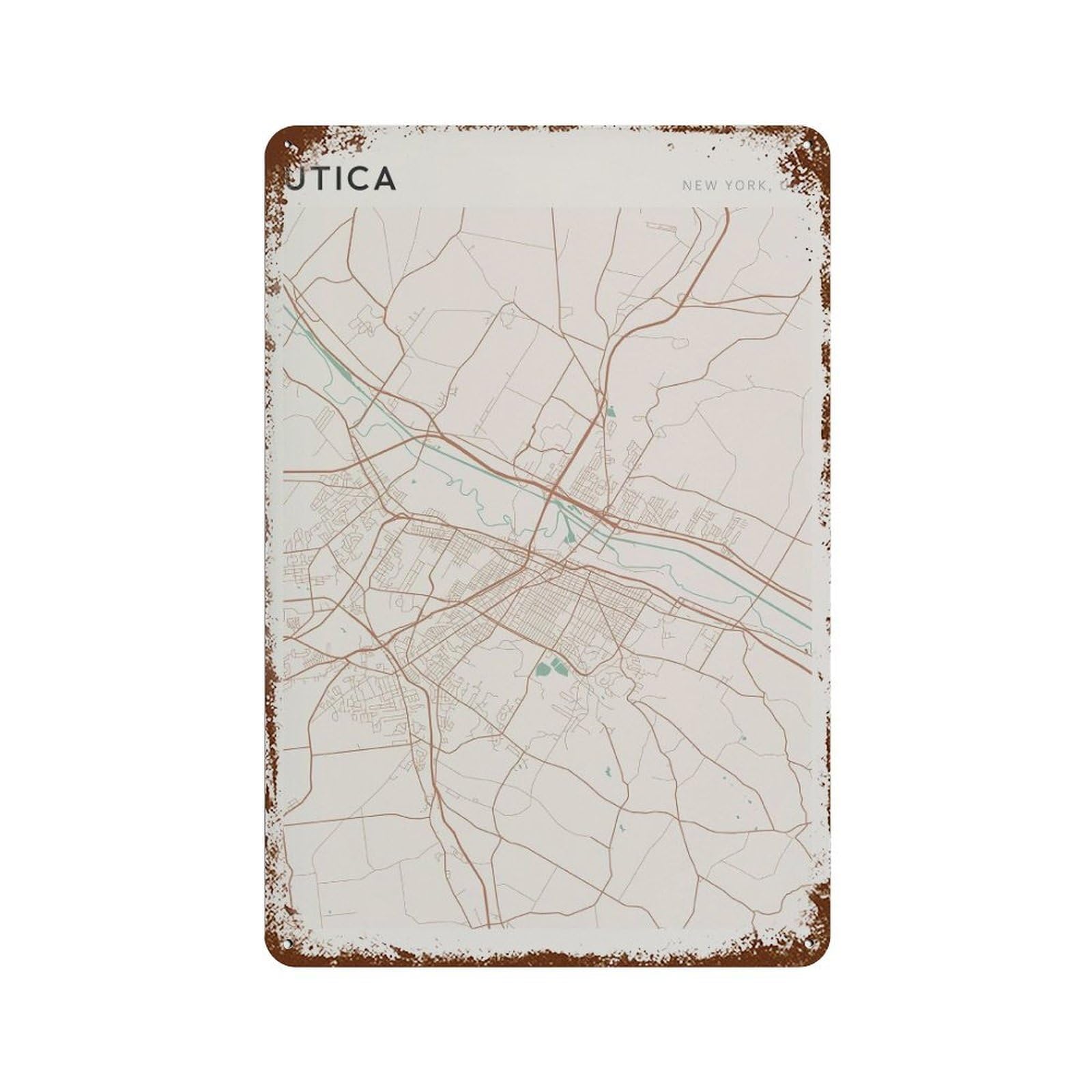 xiaoxiaoshen Utica Map New York Travel Gift Scandi Wall Decor Art Metal Tin Poster Modern Home Decor Art Home Bar Shop Decorations Vintage Sign 30x20cm