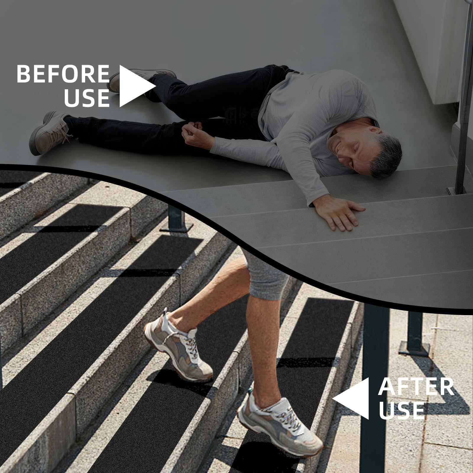 ROSEUP Ruban antidérapant adhésif noir pour escalier 30 cm x 12 m