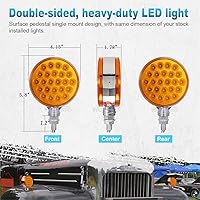 Vista 4 de Partsam 2 luces redondas de doble cara ámbar de 48 LED para guardabarros de pedestal trasero, luces de estacionamiento para montaje en poste, luces