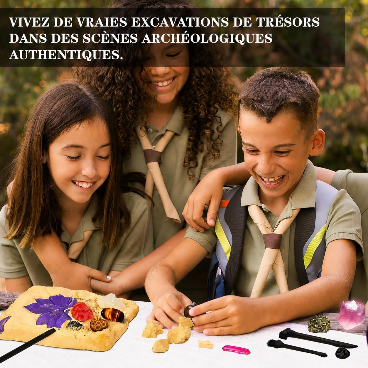 Mon Premier Kit De Fouille De Pierres Précieuses pour Enfant | Déterrez 15 Pierres Précieuses Et Cristaux Authentiques, Kits Excavation pour Garçon et Fille