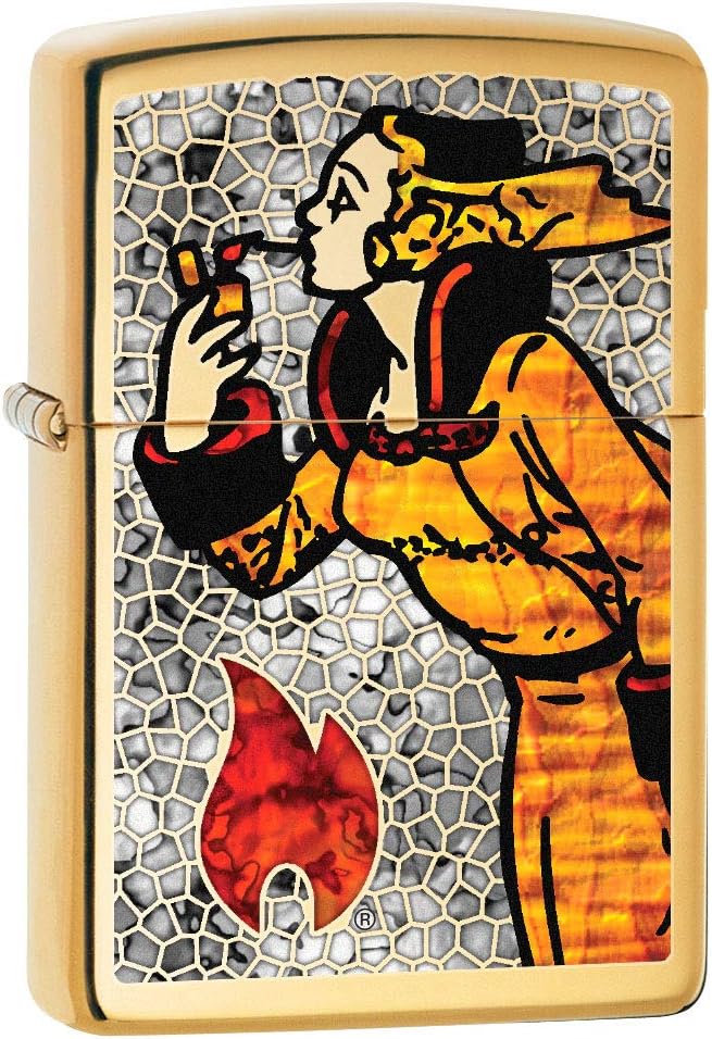 Zippo Lighter: Fusion Windy The Zippo Girl - High Polish Brass 80241
