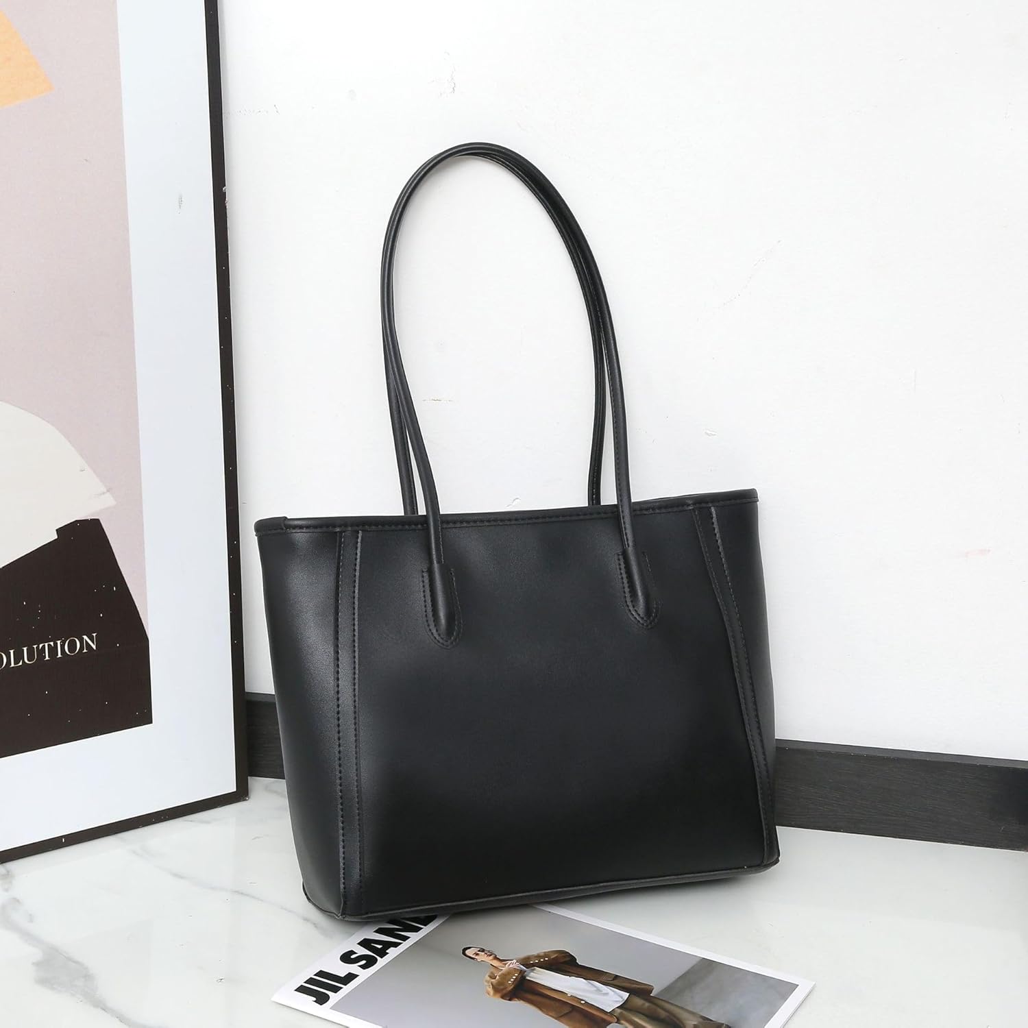 Eiyye Vegan Leather Tote Bag for Women Large Work Purse with Zipper Lightweight Shoulder Bag Stylish Office Handbag for Travel or Everyday Use
