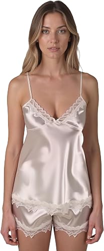 Vivisence Pijama Set Mujer Satén Inserciones De Encaje Elegancia Y Comodidad 203