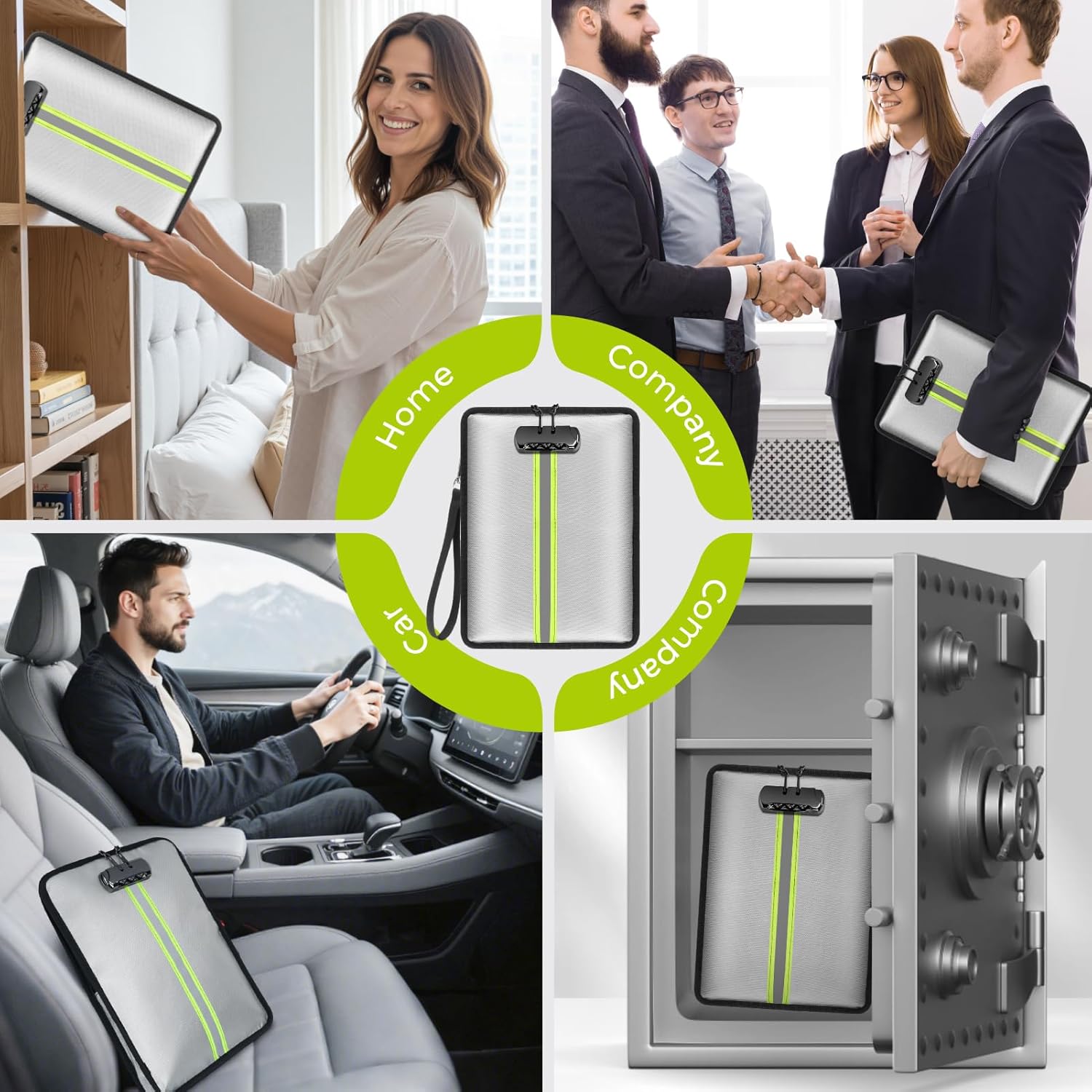 NatureTouch 5200℉ Fireproof Document Bag with Lock - Two Pockets Waterproof Money Bag with Zipper and Wristband - Important Document Holder for Cash, Valuables, Passports, Legal Paper Safe - Image 7