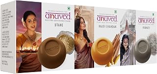 Anuved Natural Scrub Combo | Pack of 3 | 125 Grams Each | Herbal Soaps Vibhuti, Ubtan & Haldi chandan for Healing & Youthf... Price In India