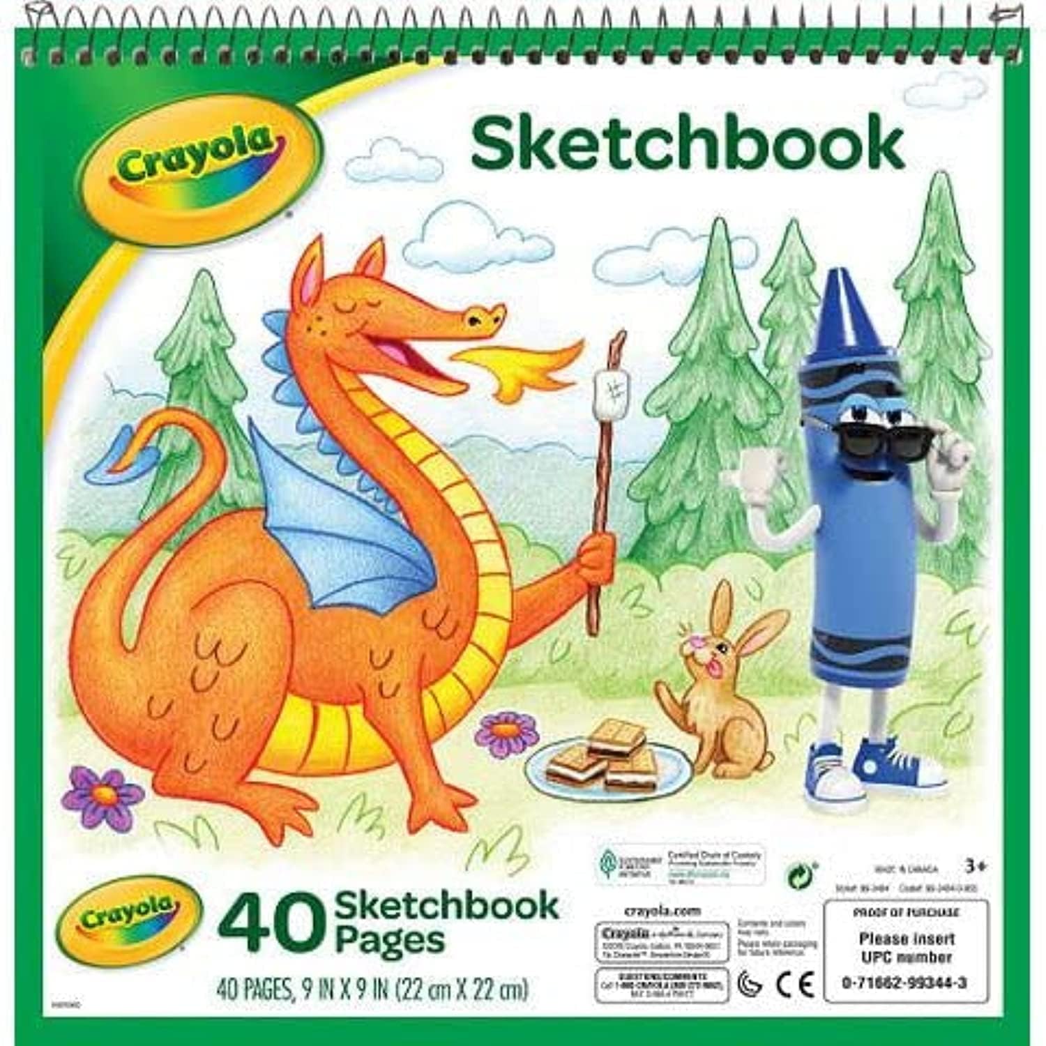 Crayola Kids' Spiral Sketchbook, 9"X9", Coloring & Drawing Supplies, 40 Sheets , White, Gifts for Kids