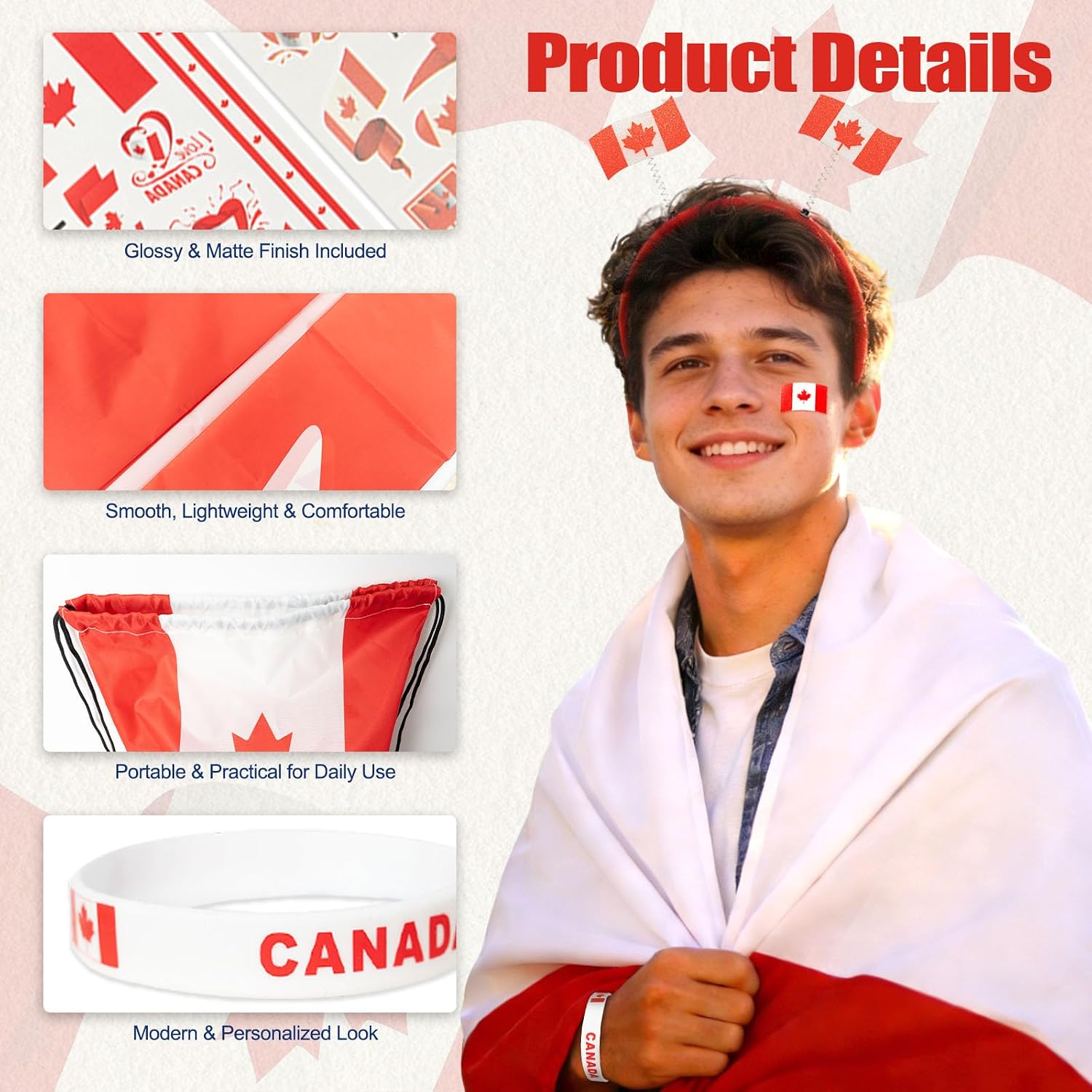 2026 World Cup Merch Soccer Fan Set Includes 10pcs Country Supporter Kit with Flag Headband, 2 Thunder Sticks,Flag,Wristband,Drawstring Bag,Dry Erase Schedule Poster & Pen