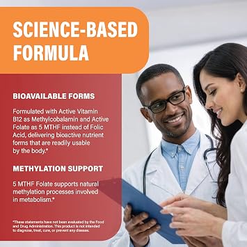 Vitamin B Complex: B1, B2, B3, B5, B6, B7, B12, 5MTHF + Whole Food - 60Caps | Vitamin B-Complex for Women & Men - Energy, Metabolism & Brain - Vegan, Lab Tested - 60-Day Supply