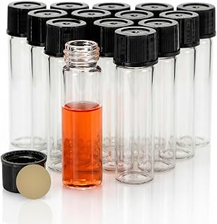 PEKYBIO 144PCS 2 Dram 8ml Small Clear Glass Vials with Screw Caps | Leak Proof, PTFE/White Silicone Liners, Suitable for Lab and Chemistry Liquid Reagents