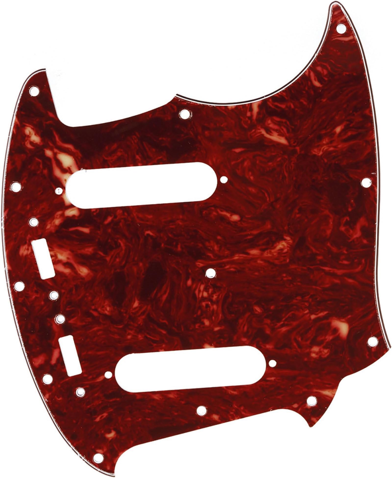 Musiclily Pro 12-Hole Guitar Pickguard for Fender American Mustang, 4Ply Vintage Tortoise
