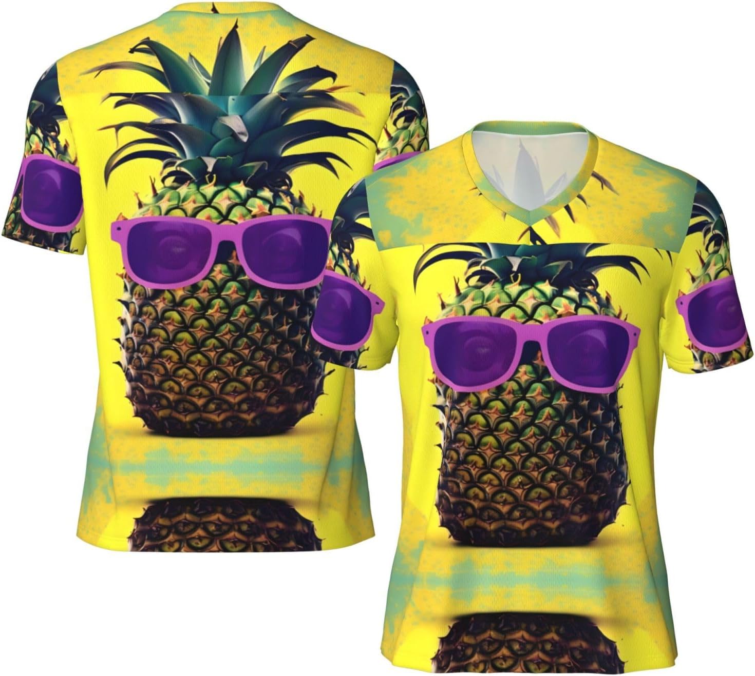 Psych Pineapple Quote Rugby Football Jersey for Men, Comfortable V-Neck Loose Fit Top for Team Sports Athletics