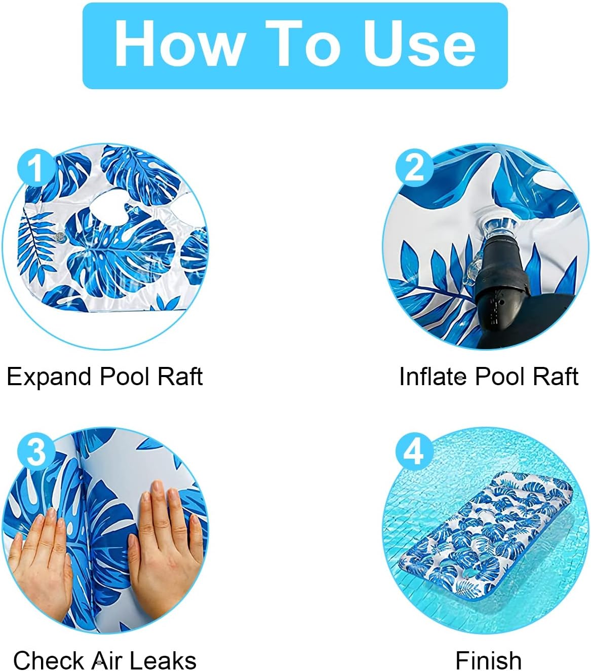 TeqHome 3 Pack Inflatable Pool Floats Raft, Large Inflatable Tanning Pool Water Lounge Hammock for Adults with Headrest and 21 Cooling Holes, Blow Up Suntan Floating Mat Floaties for Beach Lake River