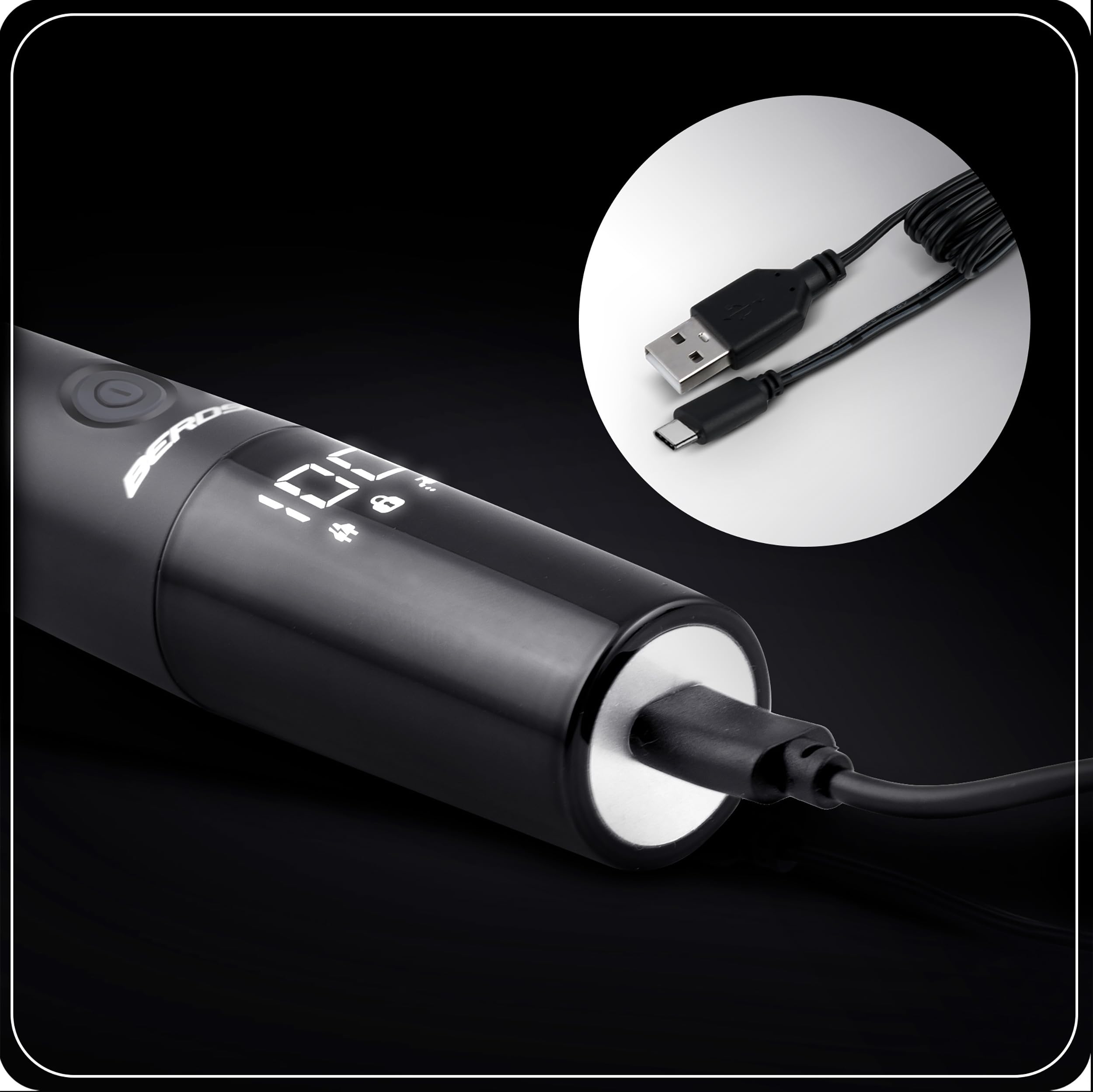 Berdsen Nasenhaartrimmer 3in1 Herren Elektrisch Ohrhaartrimmer Präzisionstrimmer 3 Wechselköpfe LCD Schwarz