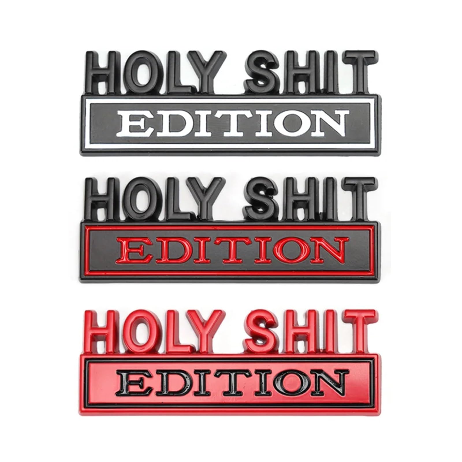 Autocollant Voiture 'Holy Shit Edition' En Métal - Décoration Calandre Ou Coffre - Résistant Aux Intempéries - Facile à Coller & Retirer - 7