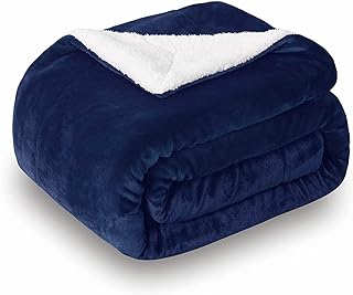 SOCHOW Couverture double face douillette extra épaisse et chaude en Sherpa, couverture polaire super douce pour canapé ou salon, 150 x 200 cm, bleu marine