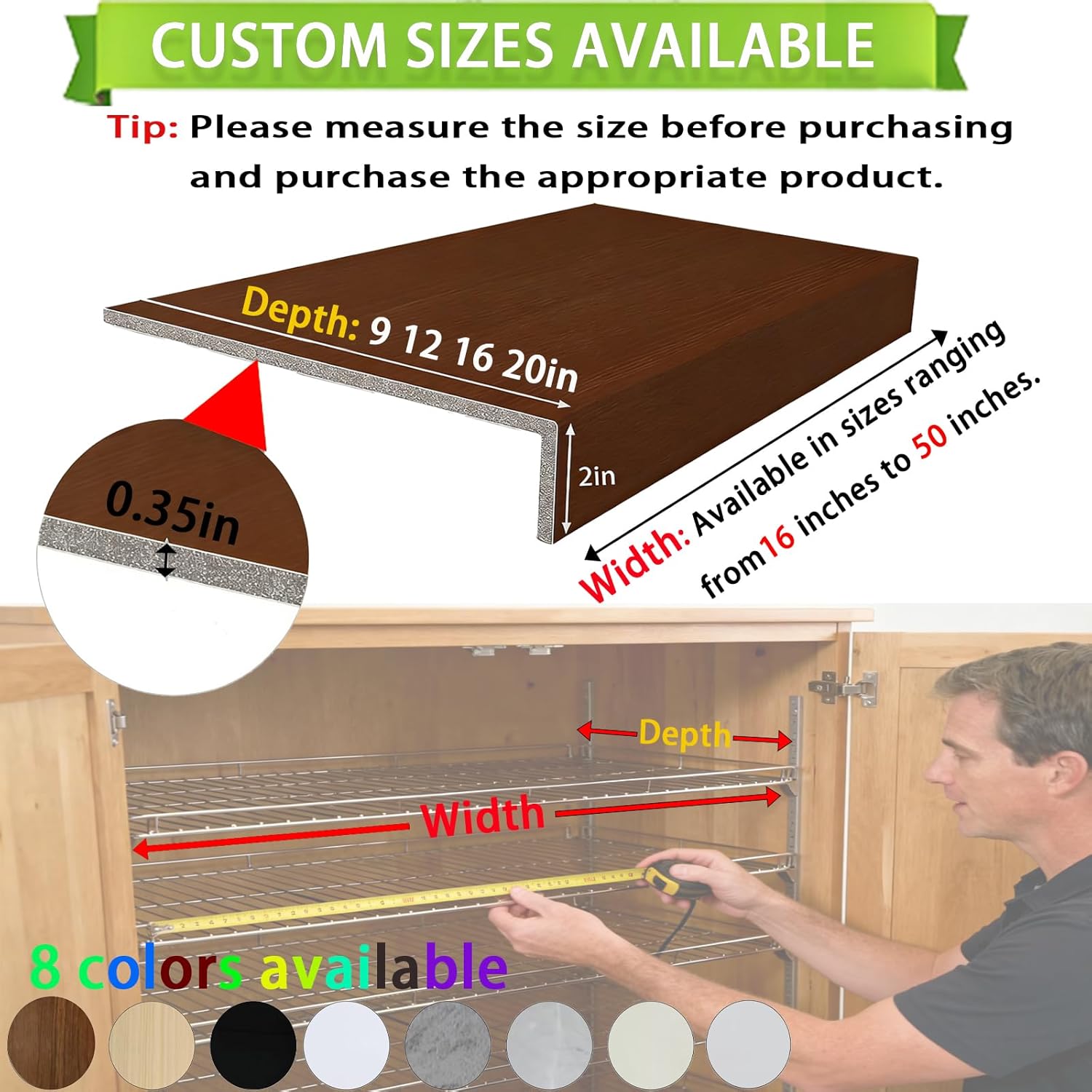 6PCS WireShelfCovers,50x16in 0.35inThickWhitePVC Wood-Look Faux Shelf Covers, Preventing Leakage of Items & Removable,for Pantry Closet Kitchen Bathroom Storage Organization