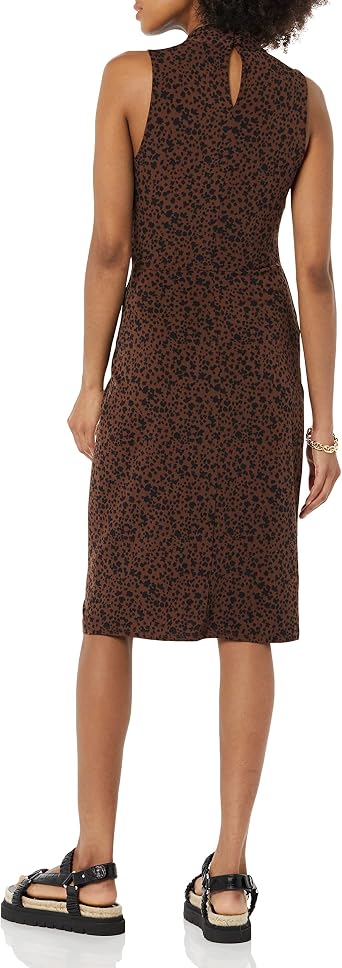 Amazon Essentials Women's Sleeveless Faux Wrap Dress with Crossover Twist Neck