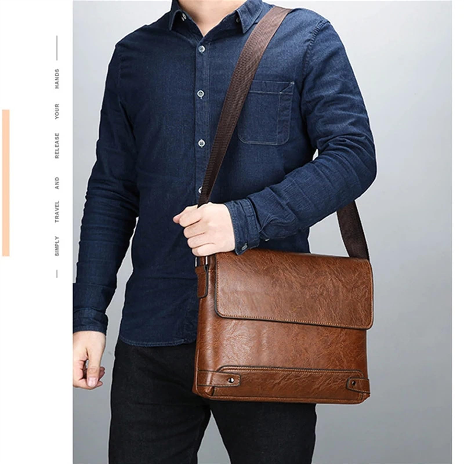 Oficina Maletín de gran capacidad, bolso mano cuero PU, funda protectora for ordenador portátil, cruzado for trabajo negocios Maletín
