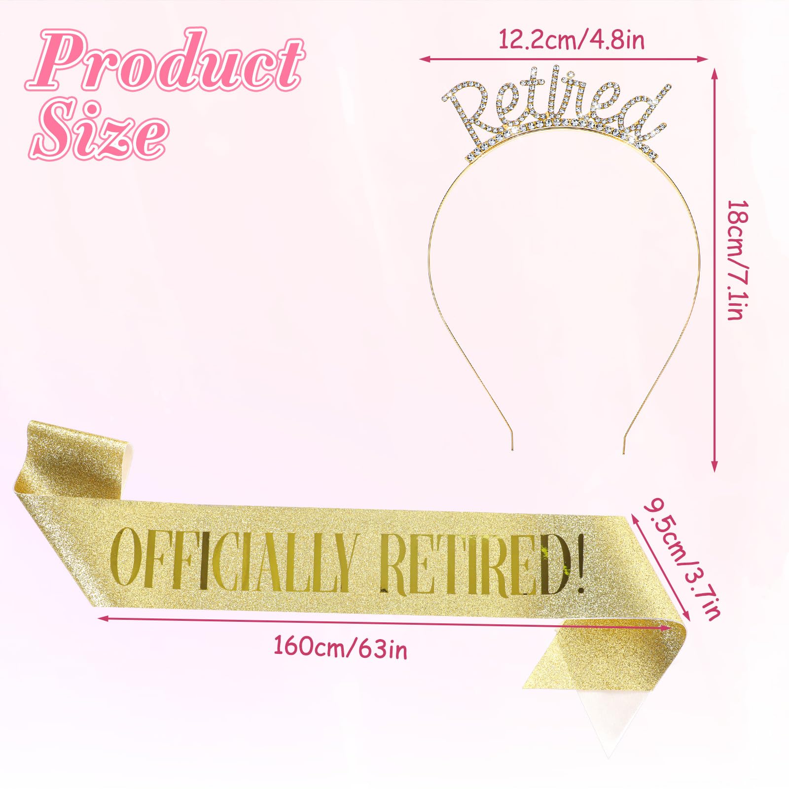 Classicseali 2pcs Retirement Sash for Women Retirement Sash and Retirements Tiara,Classic Retirements Decorations for Women Gold - Image 2