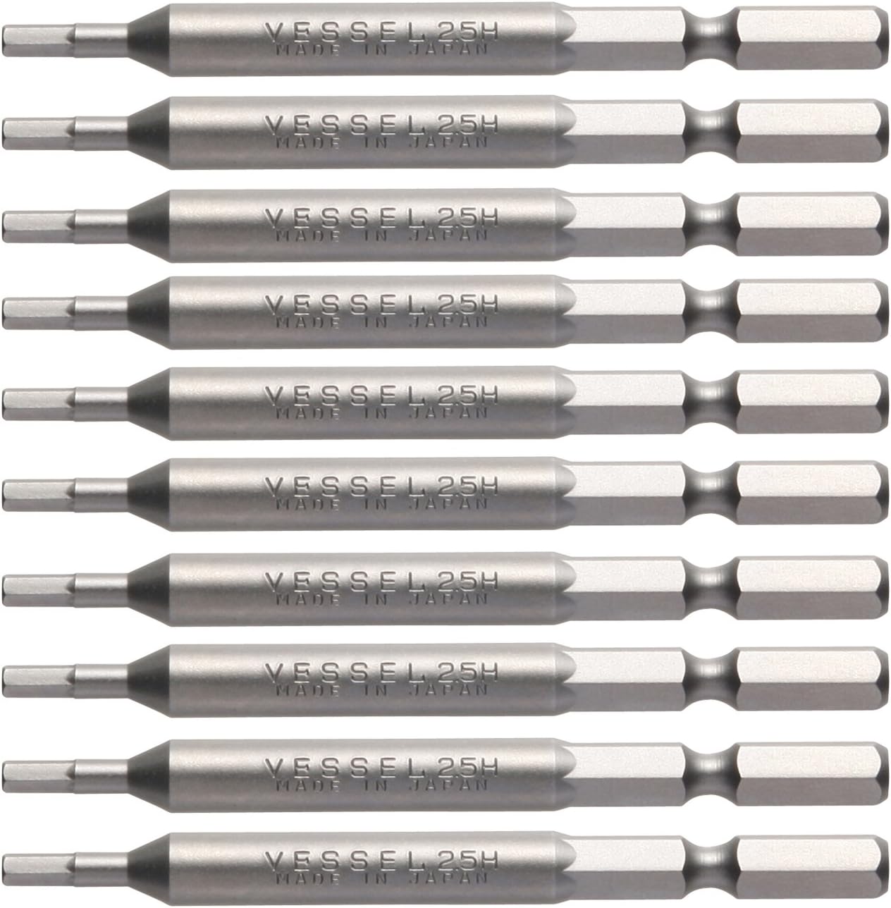 VESSEL Hex Bit B34 Opposite Side 0.1 x 2.8 inches (2.5 x 70 mm), Hardness H 10 Pieces, Hex Hole, Bolt for Screws ZP