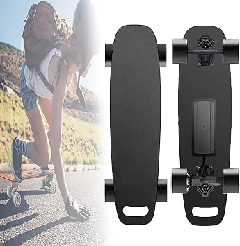 Electric Skateboard Long Range with Remote, Shock Absorption Wheels 4 Speed Smooth Braking, 350-700W Motors, 20-35kph Top Speed Professional Longboard for Beginners or Pros SingleDrive-8km