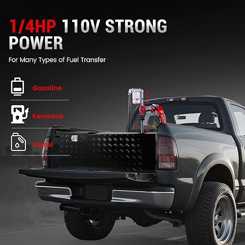 Miniatura 2 de Bomba de transferencia de combustible de 110V AC 12GPM con boquilla automática y kit de manguera para gasolina diesel rojo con filtro de partículas