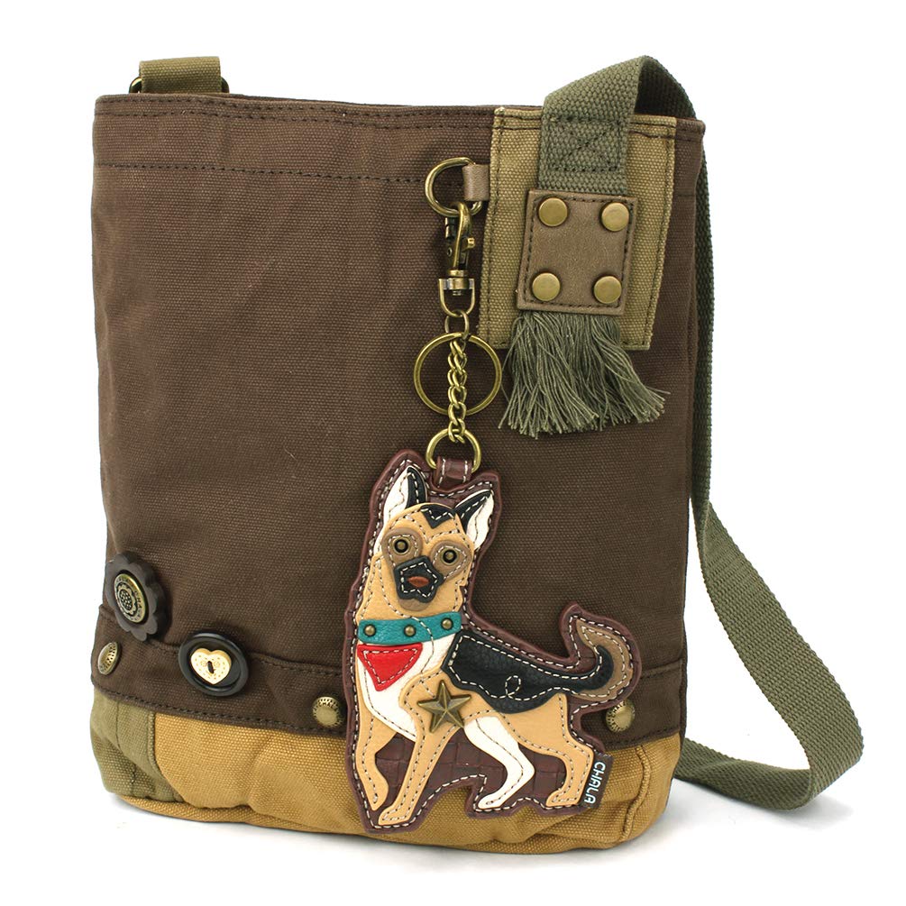 CHALA Patch Cross-Body Women Handbag, Canvas Messenger Bag Olive, Metal Charming Cross - Oliv, Medium — view 84