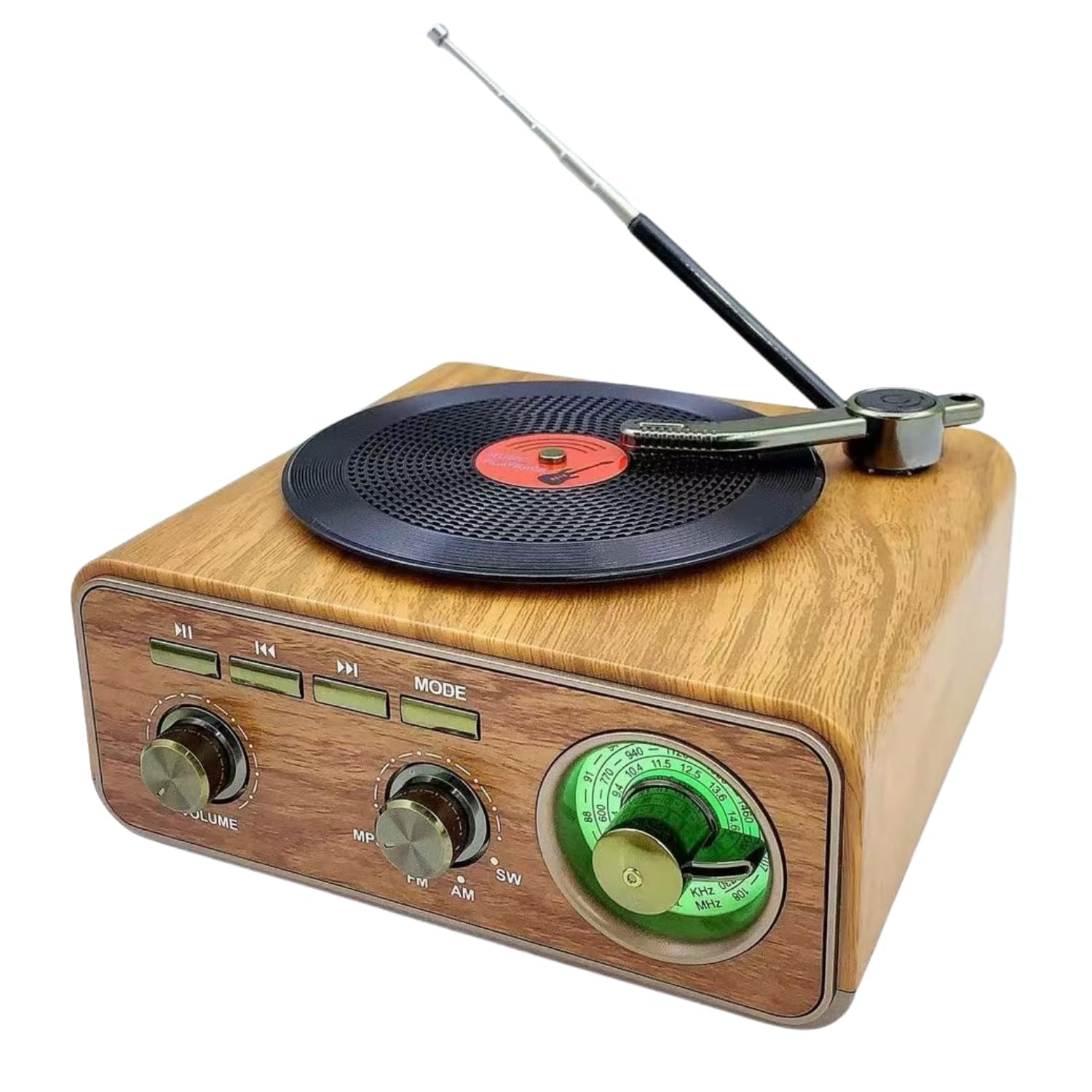 (10 Years Assured Warranty) Retro Wireless Record Player with Bluetooth Speaker & FM Radio, Portable Vintage Style Music Player with Antenna for Outdoor Travel Home & Classic Audio Experience-image-36