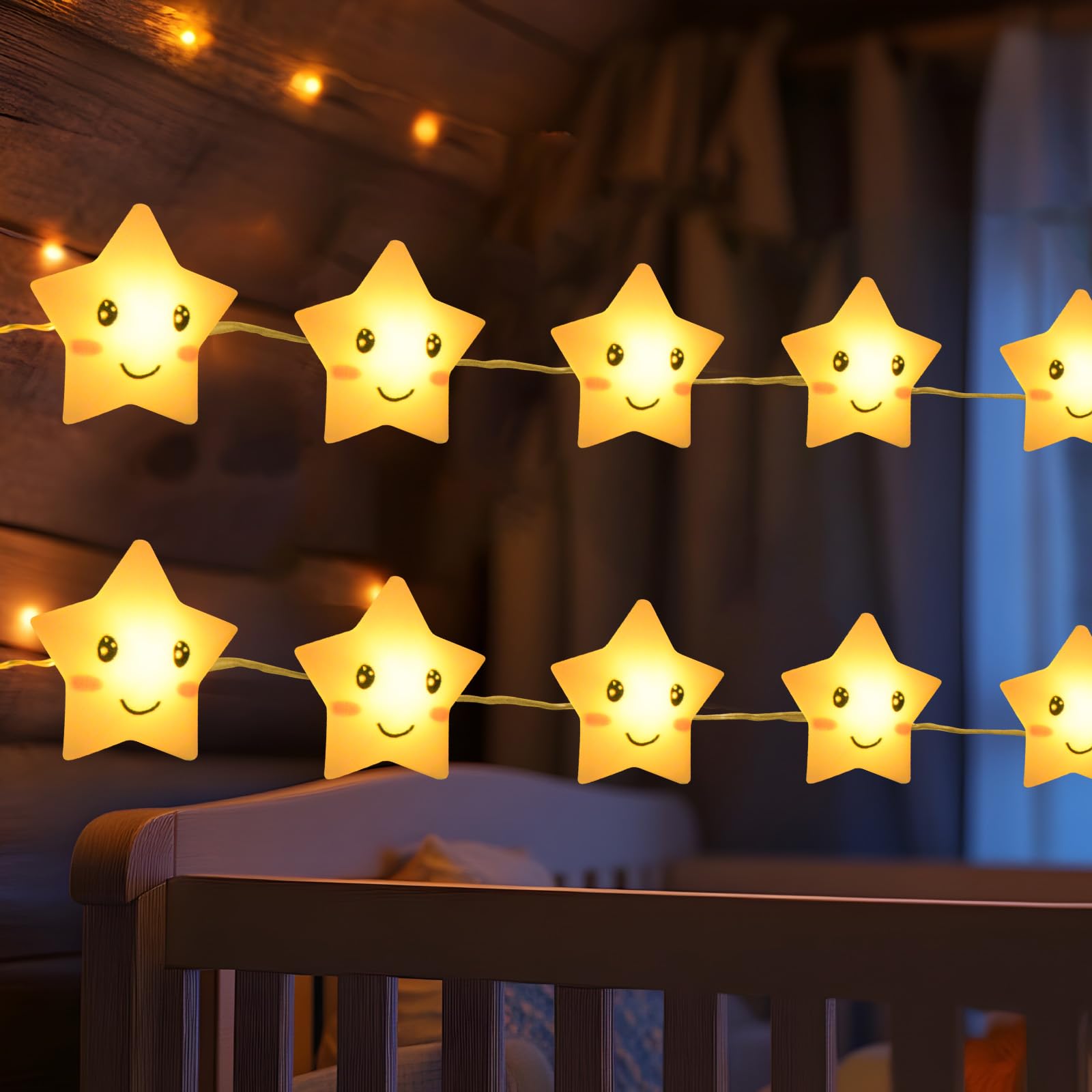 BOLWEO Sterne Lichterkette, 3M 20LED Lichterkette Batteriebetrieben Nachtlicht Sternlichterkette Lichterkette Innen für Zimmer Deko Geburtstag Party Weihnachts, Warmweiß Sterne