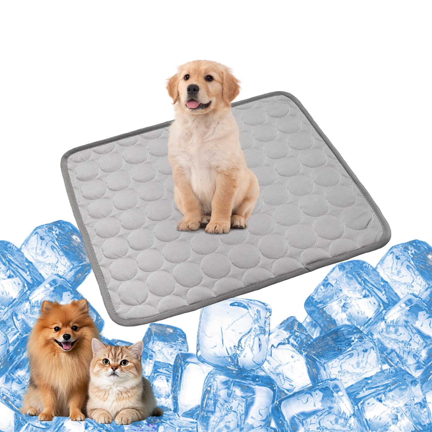 YXHZVON Cooling Mat for Dogs and Cats, 50.5 x 40.5 cm, Pet Cooling Mat, Self-Cooling Dog Mat, Summer Cooling Pad, Dog Mat, Cooling Mat for Dogs, Cat Pets, Size: S (Grey)
