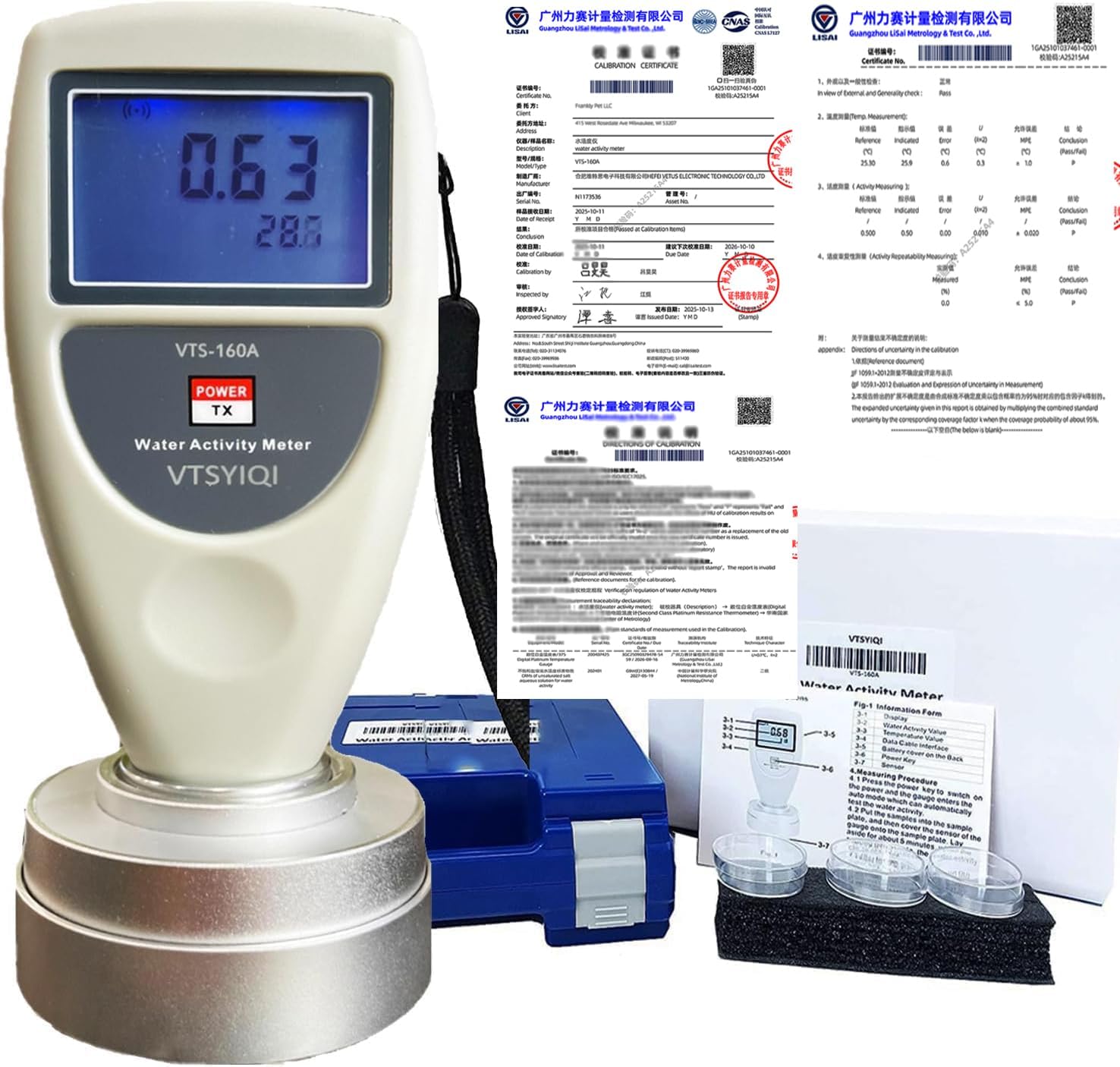 Water Activity Meter AW Tester Food Water Activity Tester Analyzer Monitor With 0-1.0AW ±0.02AW Non conductive Humidity Sensor Ultra high Accuracy 0.02aw Calibration Certificate Accreditation