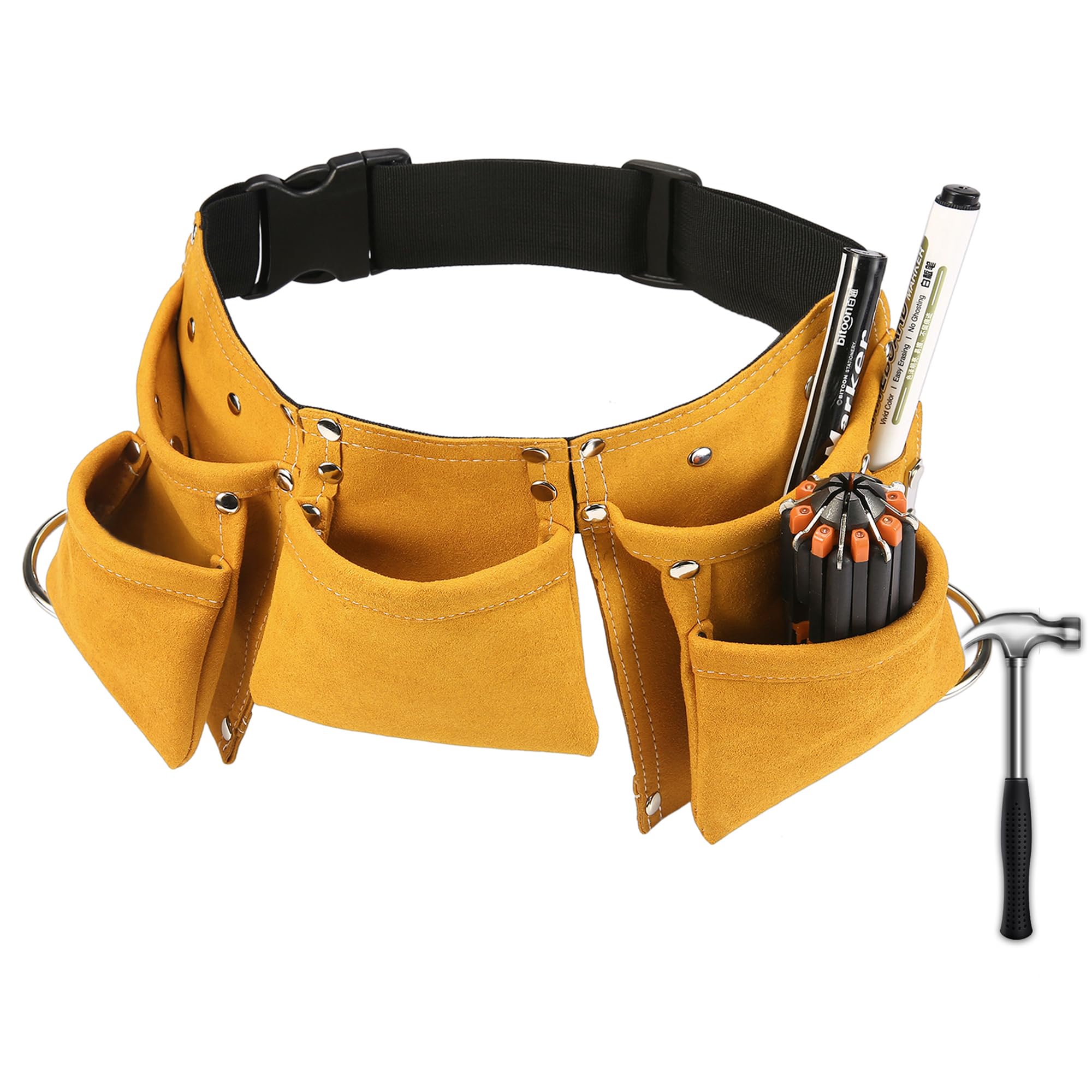 (Yellow) - Kids Tool Belt,FiHome Adjustable Children's Carpentry Tool Candy Pouch Heavy Duty Child's Construction Tool Apron for Costumes Dress Up Role Play (Yellow)