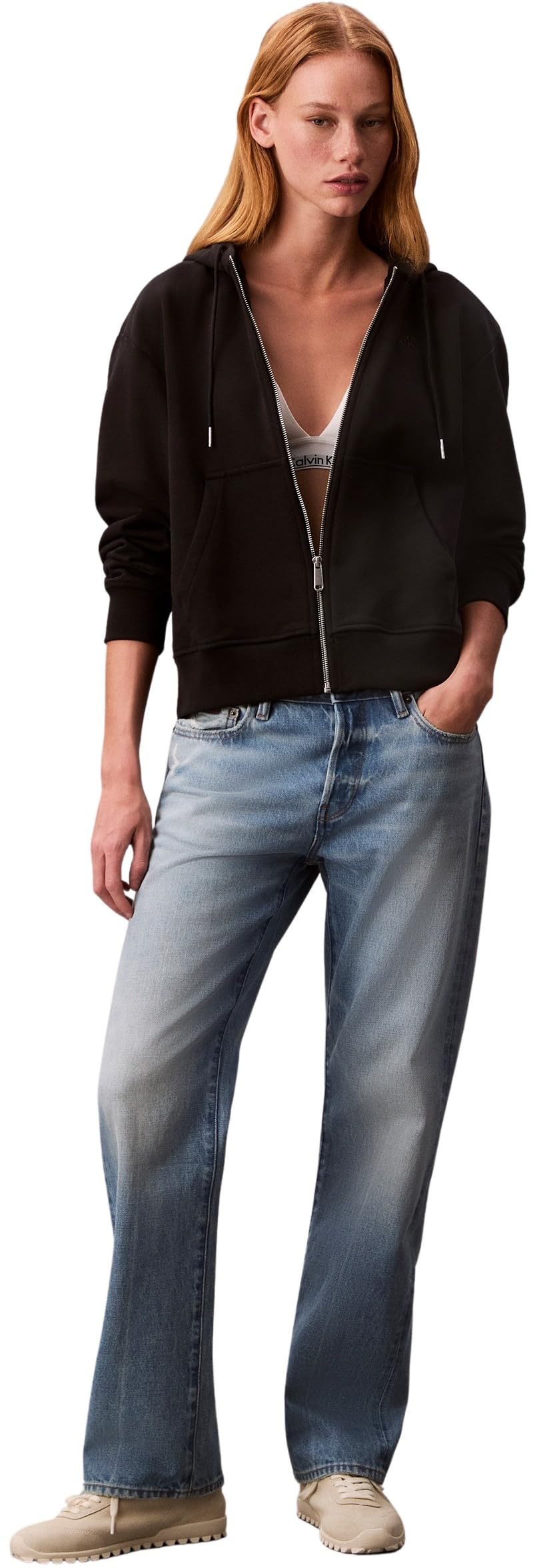 Calvin Klein Sudadera con Cremallera Mujer Archive Logo French Terry con Capucha