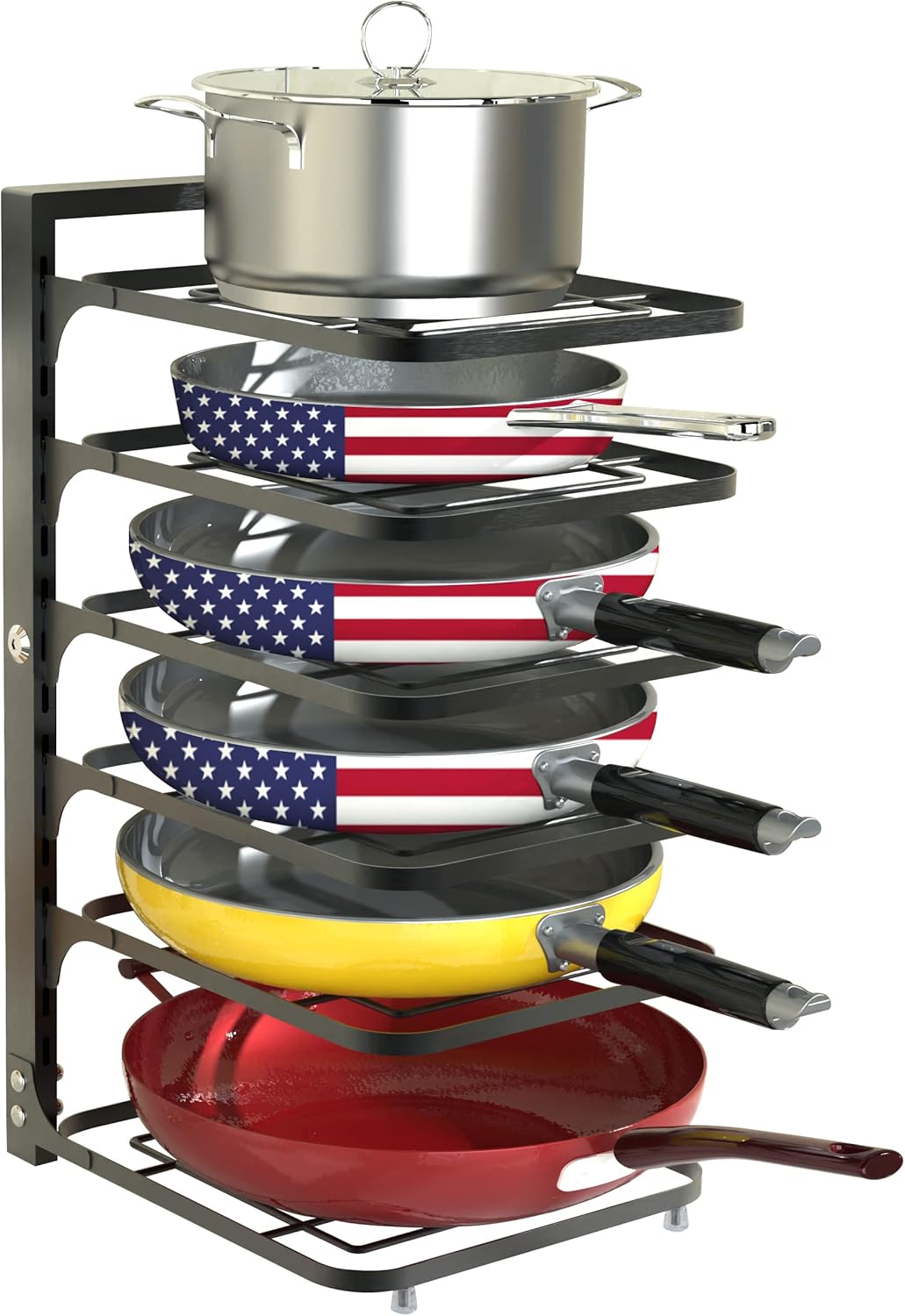 Auroglint 6Tier Adjustable Pan Organizer, Pot and Pan Organizer for