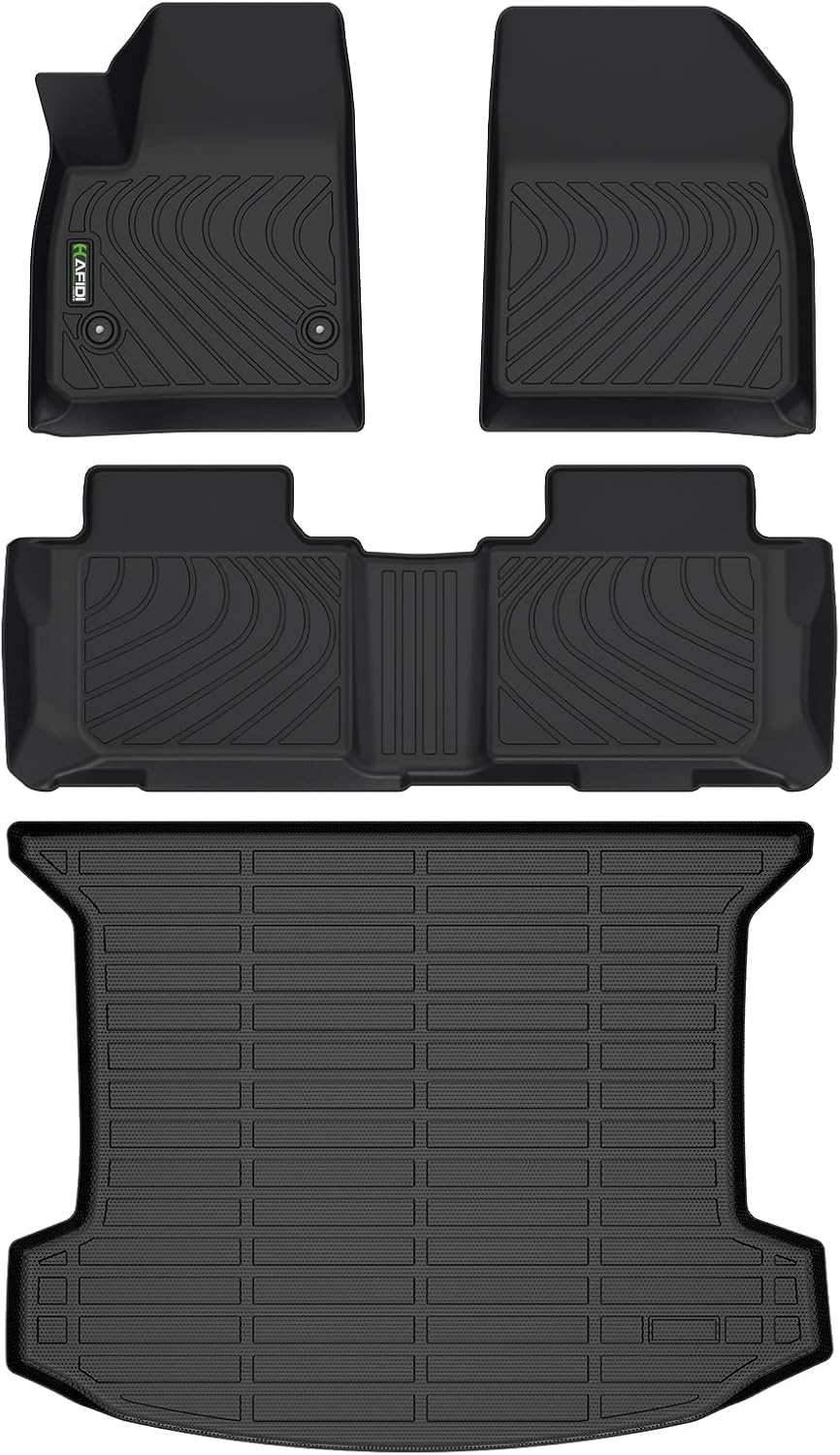 HAFIDI® Floor Mats & Cargo Liner Set Fit for 2020-2024 2025 Ford Escape Hybrid All Weather Protection TPE Anti-Slip Car Full Set Floor Liners Custom Accessories - Black