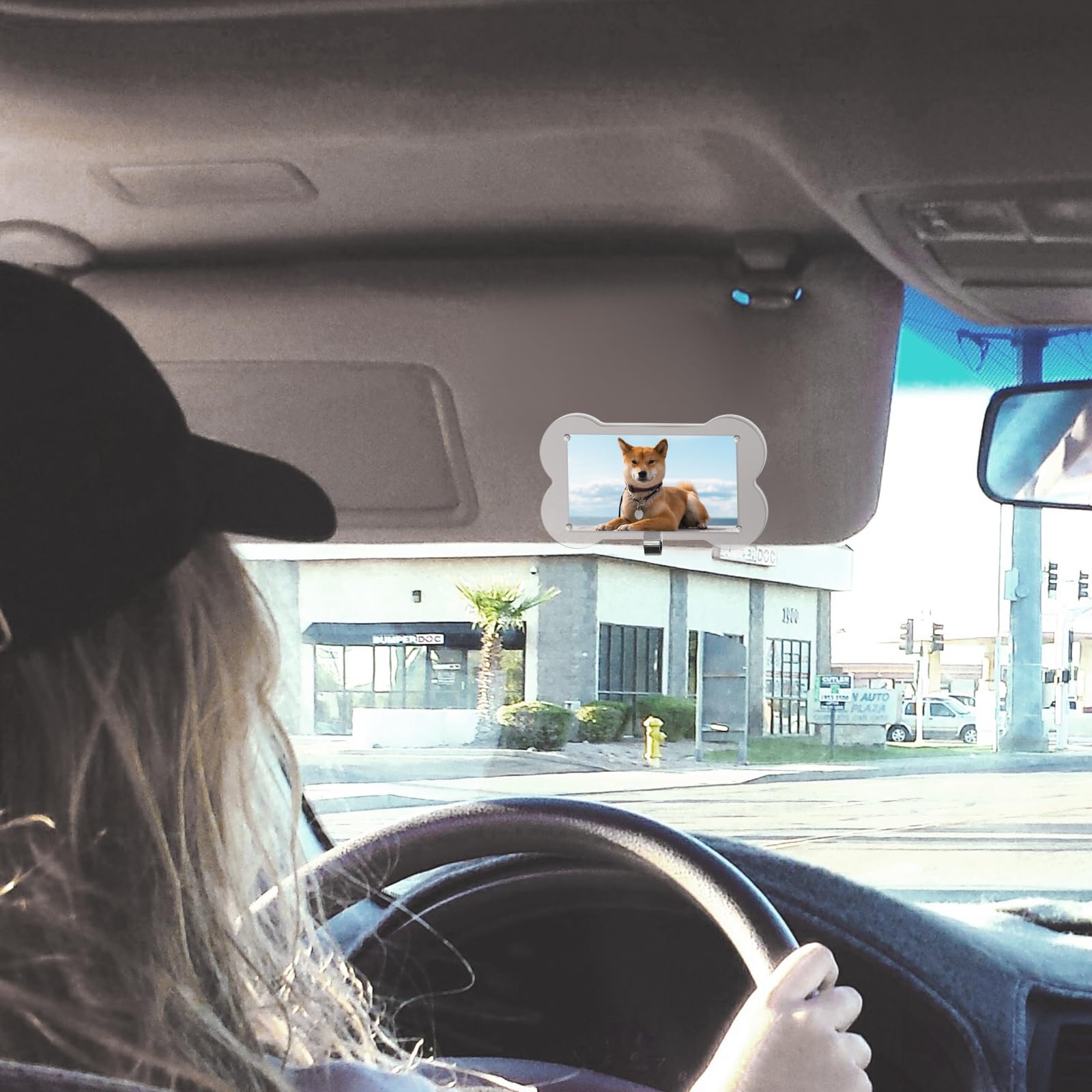 2Pcs Car Visor Photo Holder Bone-Shaped Magnetic Acrylic Picture Frame Personalized Car Accessories for Family Personal Photos — view 6