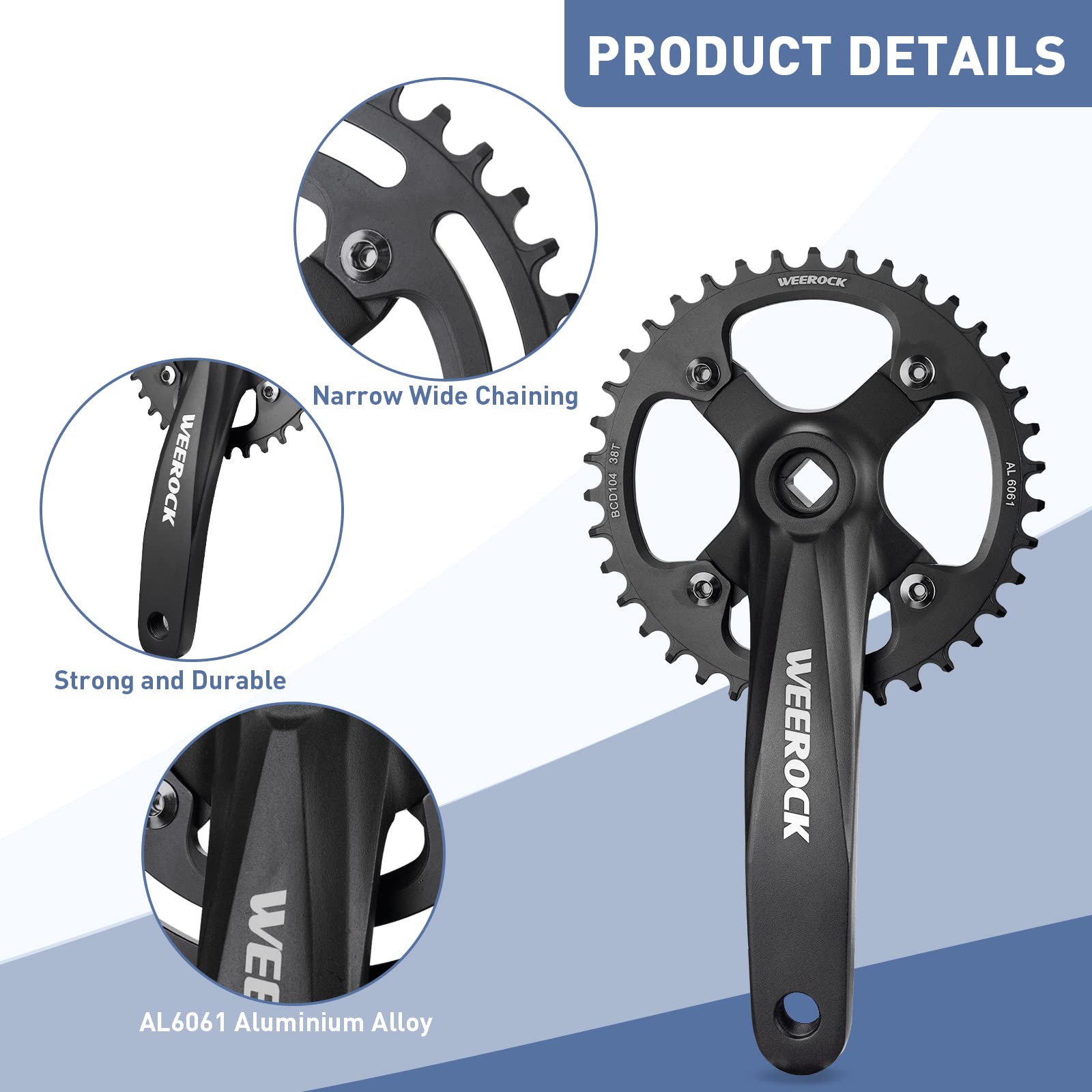 Amazon | ZUKKA シングルスピード スクエアテーパー クランクセット